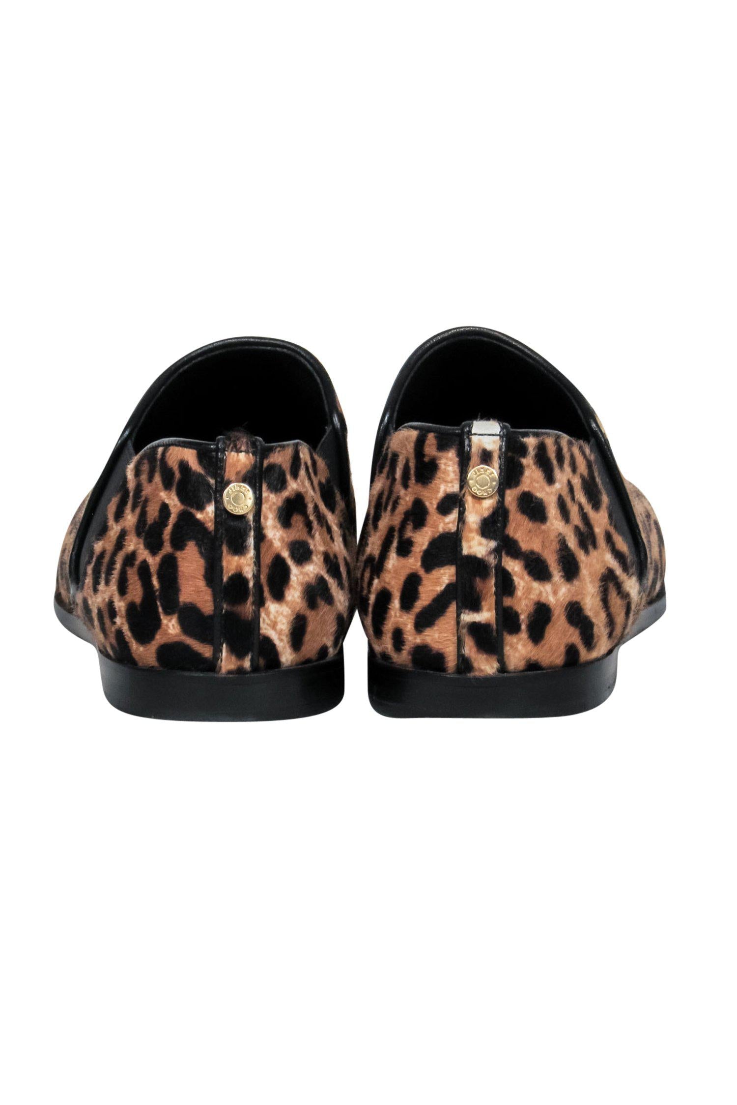 Jimmy Choo Tan Leopard Print Pony Hair Glint Flats - Size 8.5: Roar in Style!