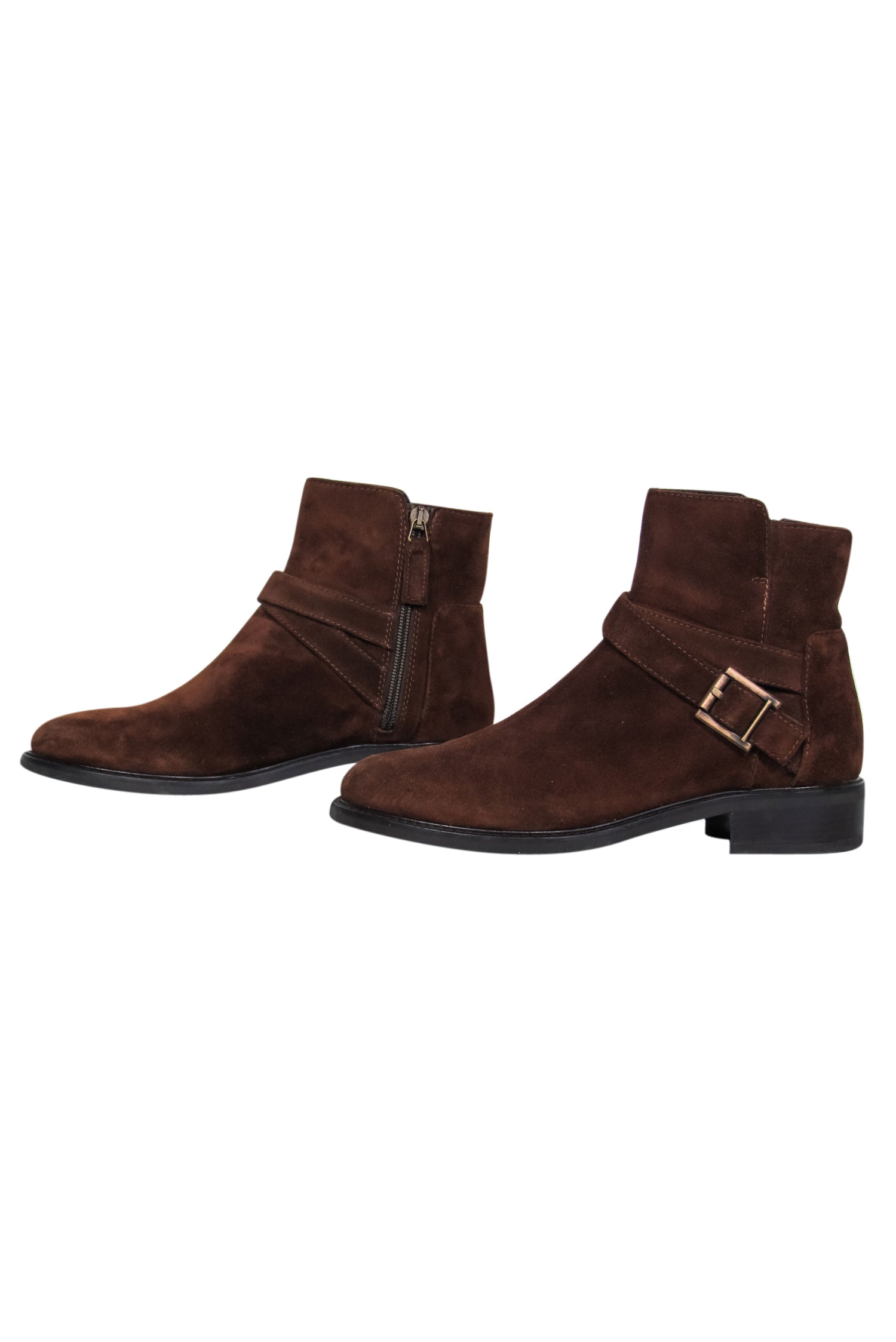 Aquatalia Chocolate Brown Suede Ankle Booties with Buckle - Size 8: Fall Fashion Must - Haves!
