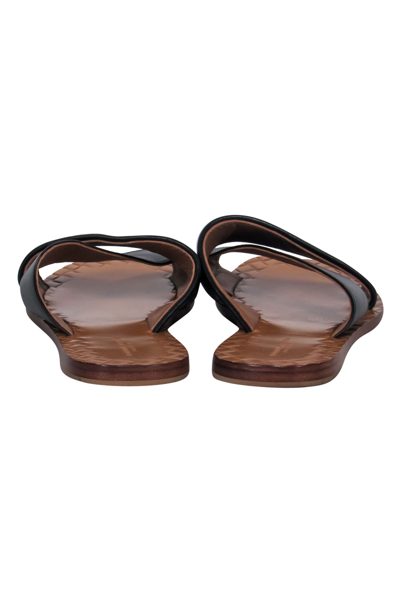Bottega Veneta - Stunning Black & Tan Woven Leather Crisscross Slide Sandals in Size 8