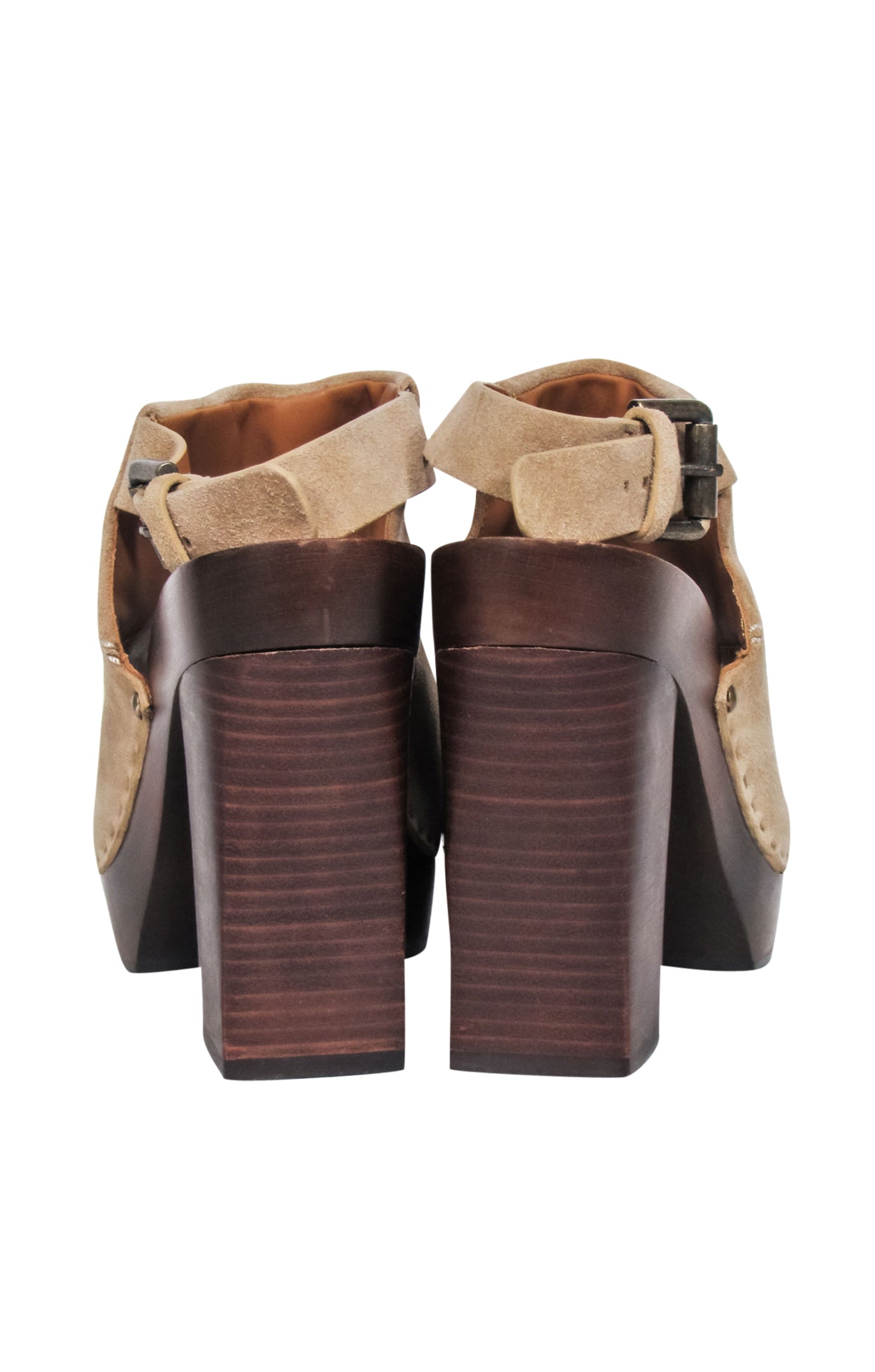 See by Chloe's Irresistible Beige Suede Platform Clog Pumps - Size 7