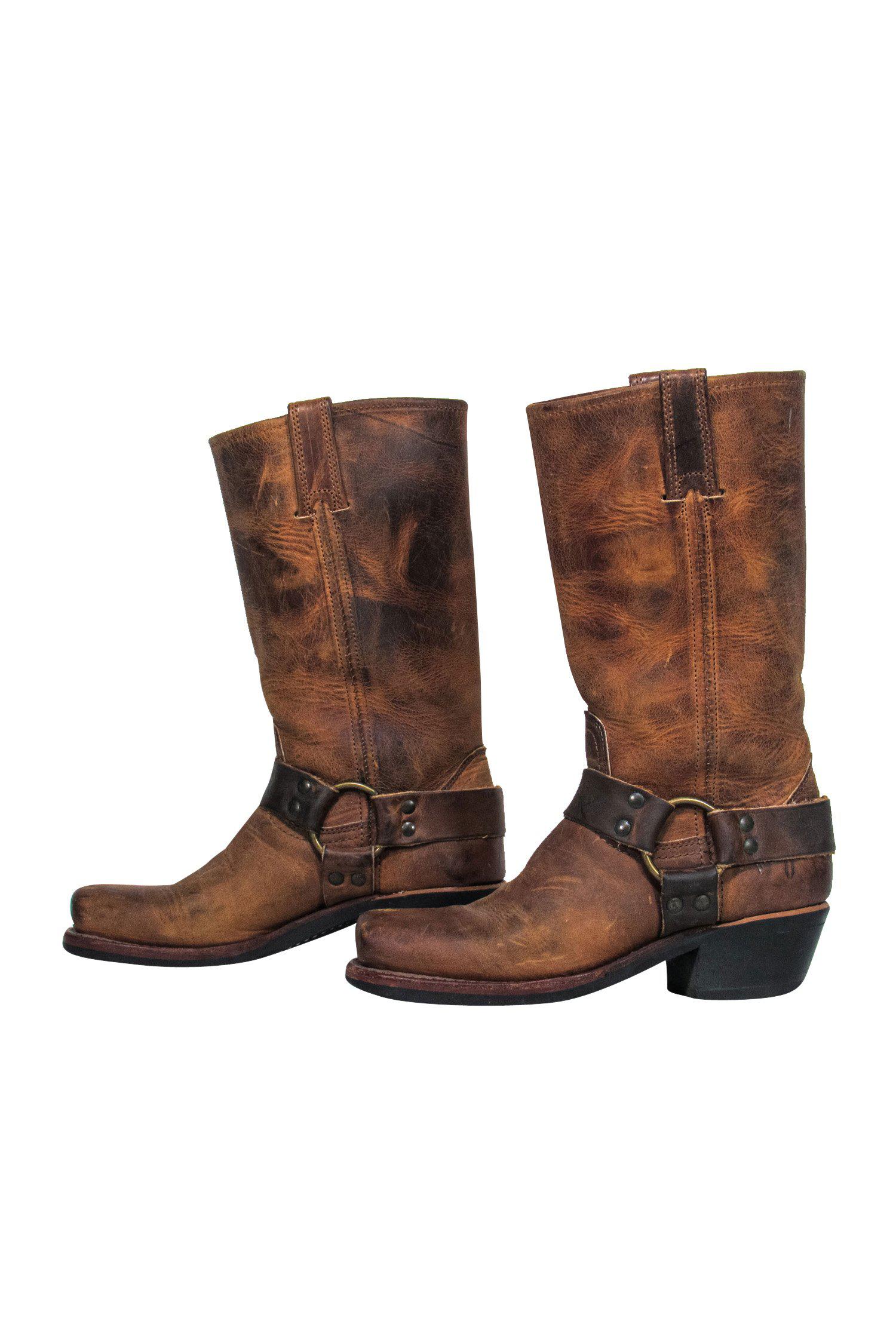 Frye Brown Western-Style Calf High Boots - Size 6 - Add Cowboy Cool to Your Look!