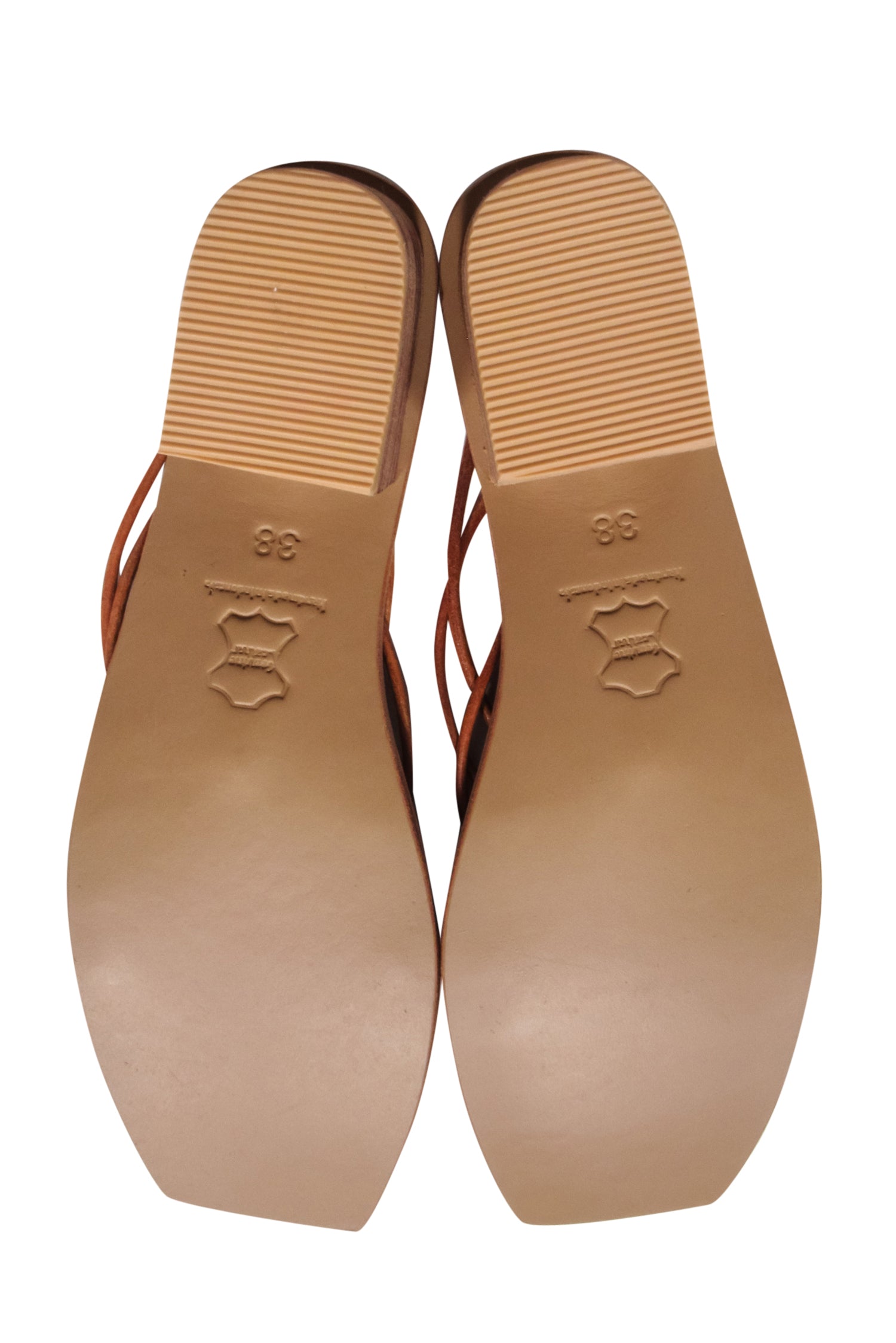 St. Agni Tan Low - Heel Strappy Sandals - Size 8