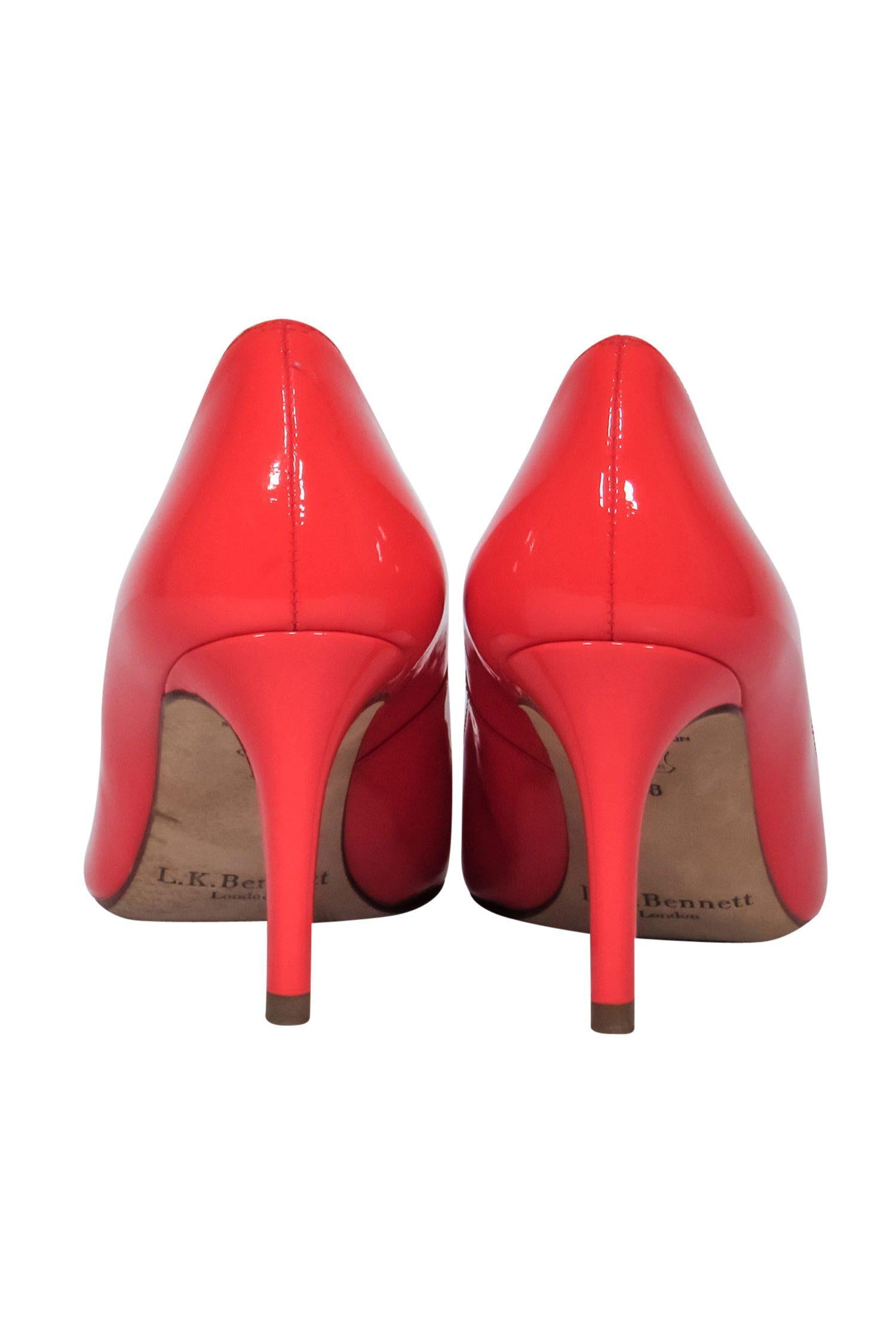L.K. Bennett Coral Patent Leather Pointed Toe Pumps - Size 7: A Must-Have for Miami Nights!