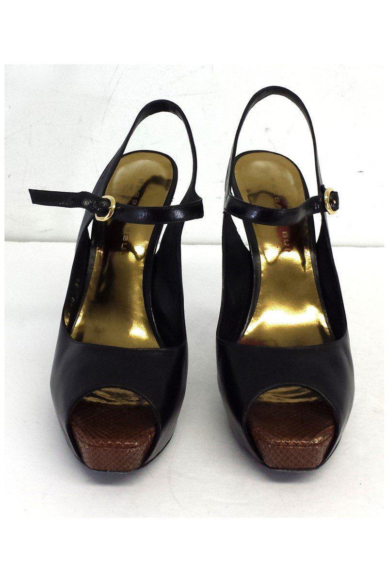 Barbara Bui's Stunning Black Leather Peep Toe Slingbacks - Size 9