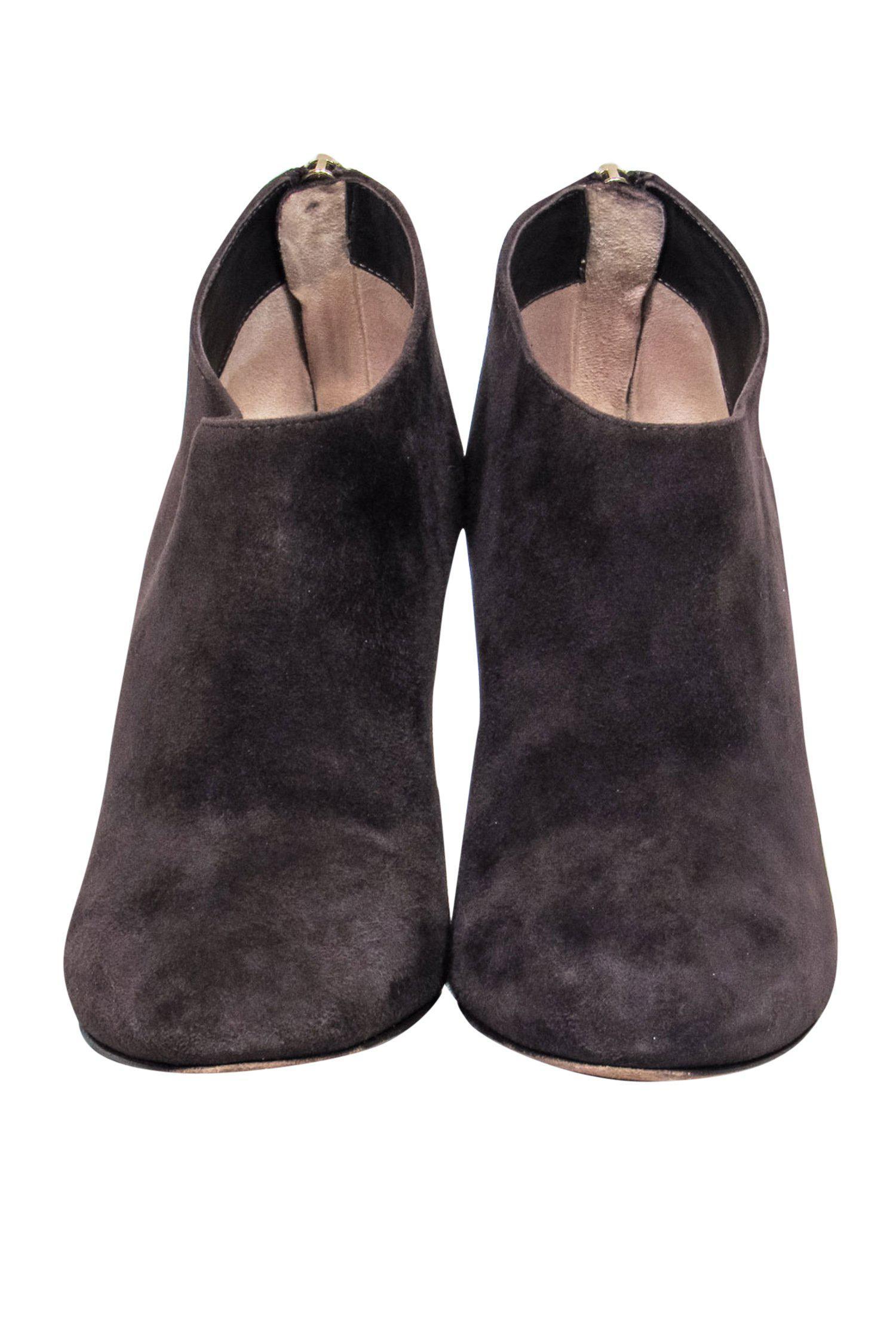 Jimmy Choo Brown Suede Low-Cut Stiletto Ankle Booties - Size 7