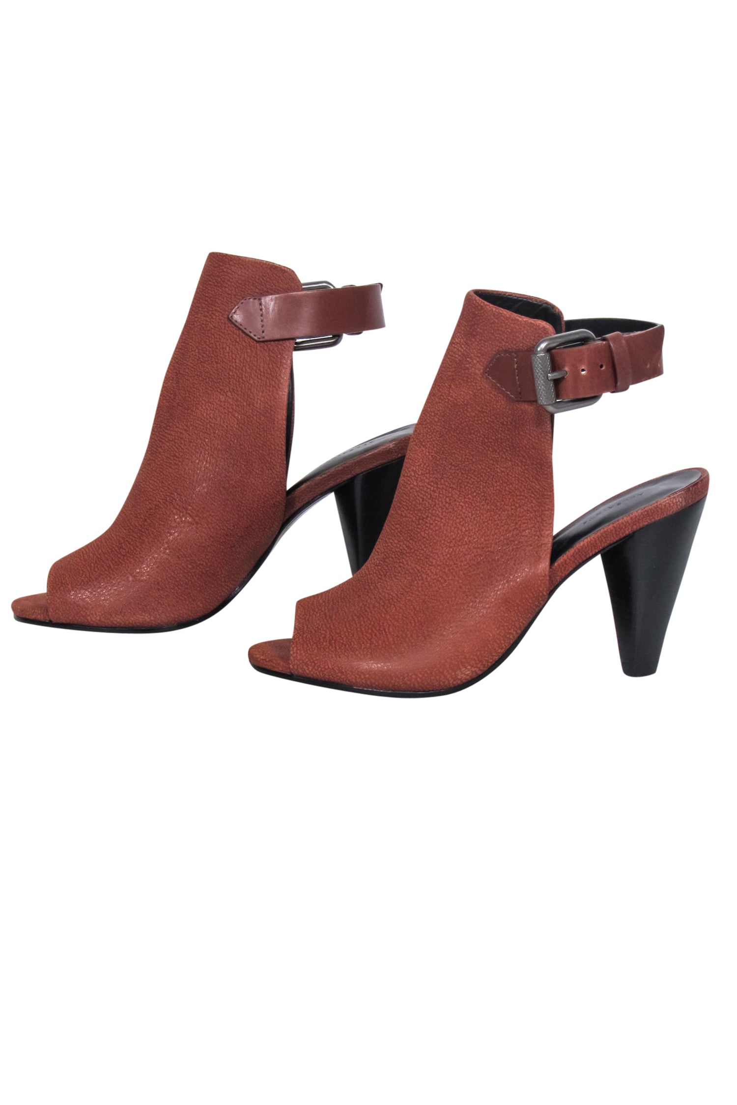 All Saints Tan Leather Peep Toe Short Boots - Size 6: Fall Fashion Must-Have