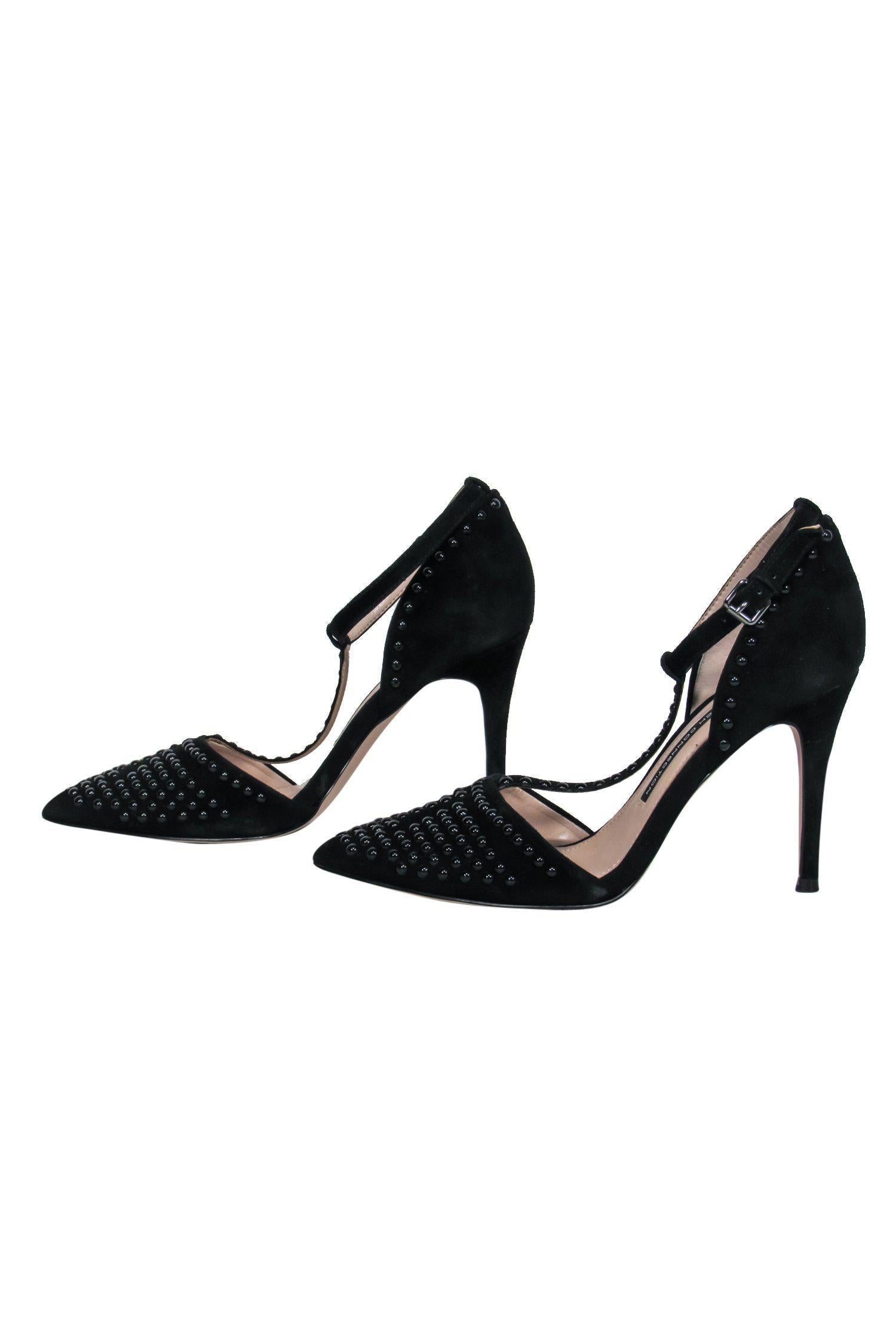 French Connection Elanah Black Suede Studded Pointed Toe Pumps - Size 8.5