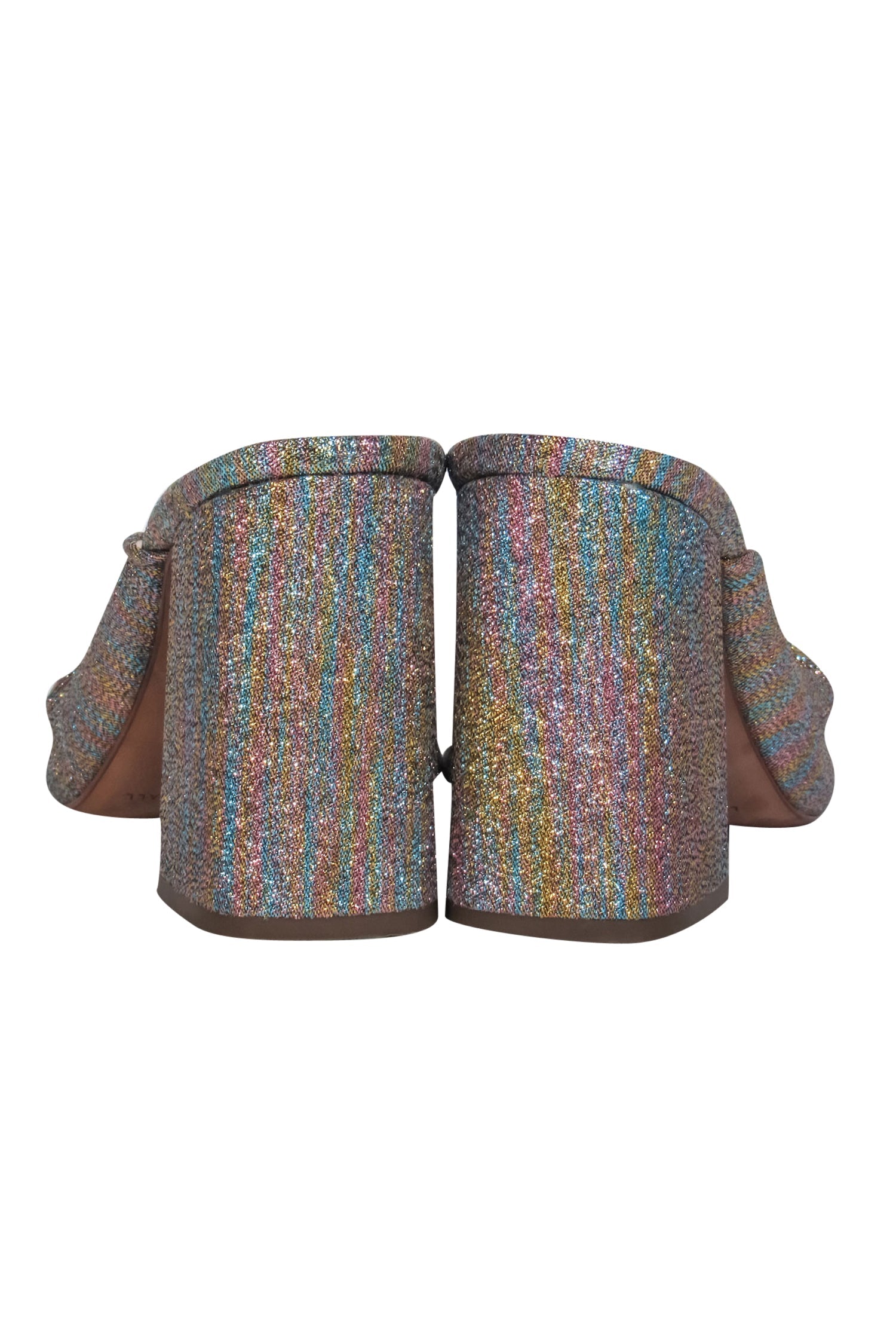 Loeffler Randall - Stunning Multicolor Glitter Twisted Block Heel Mules in Size 7.5