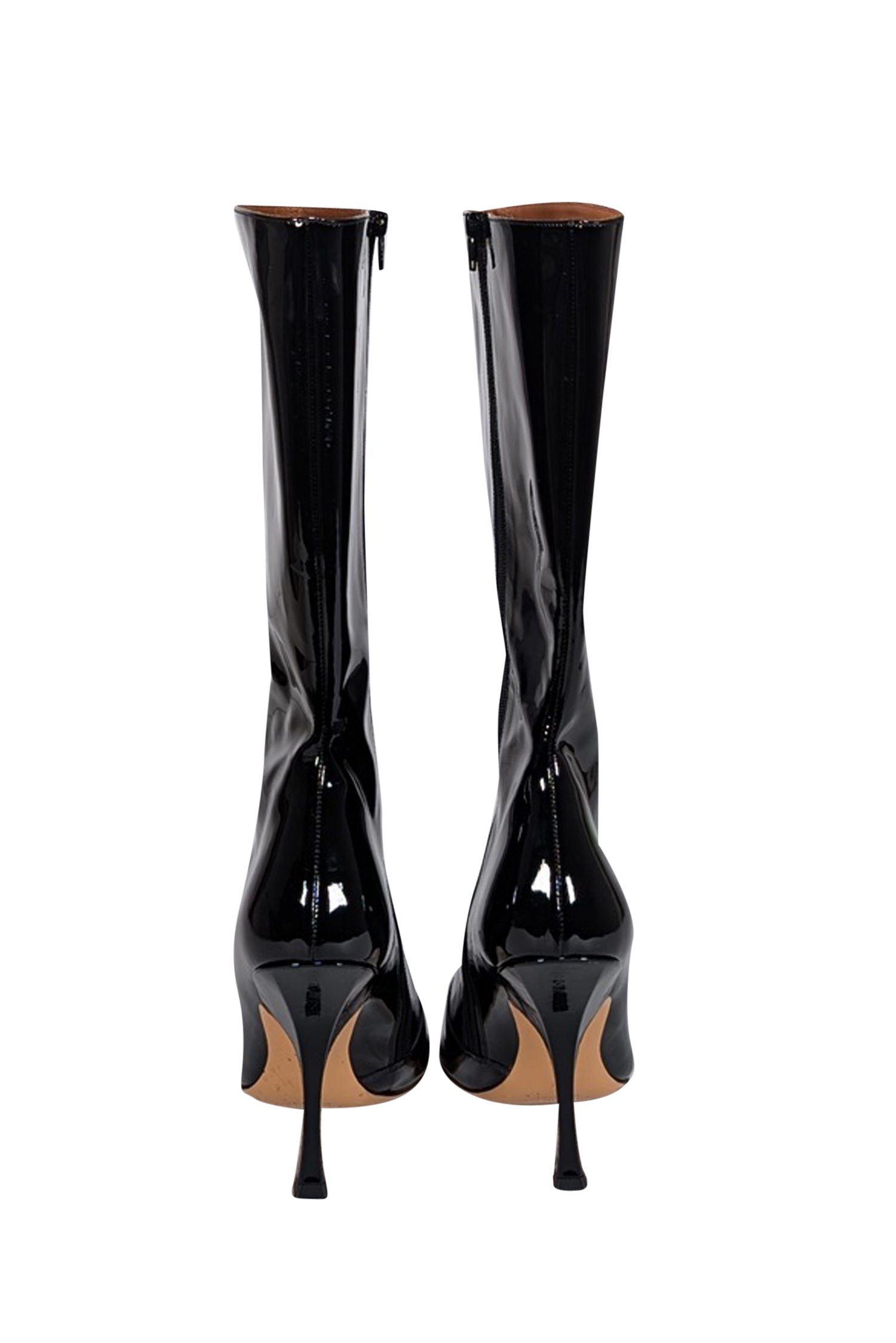 Y/Project - Stunning Black Patent Leather Pointed Toe Mid - Calf Boots Size 9