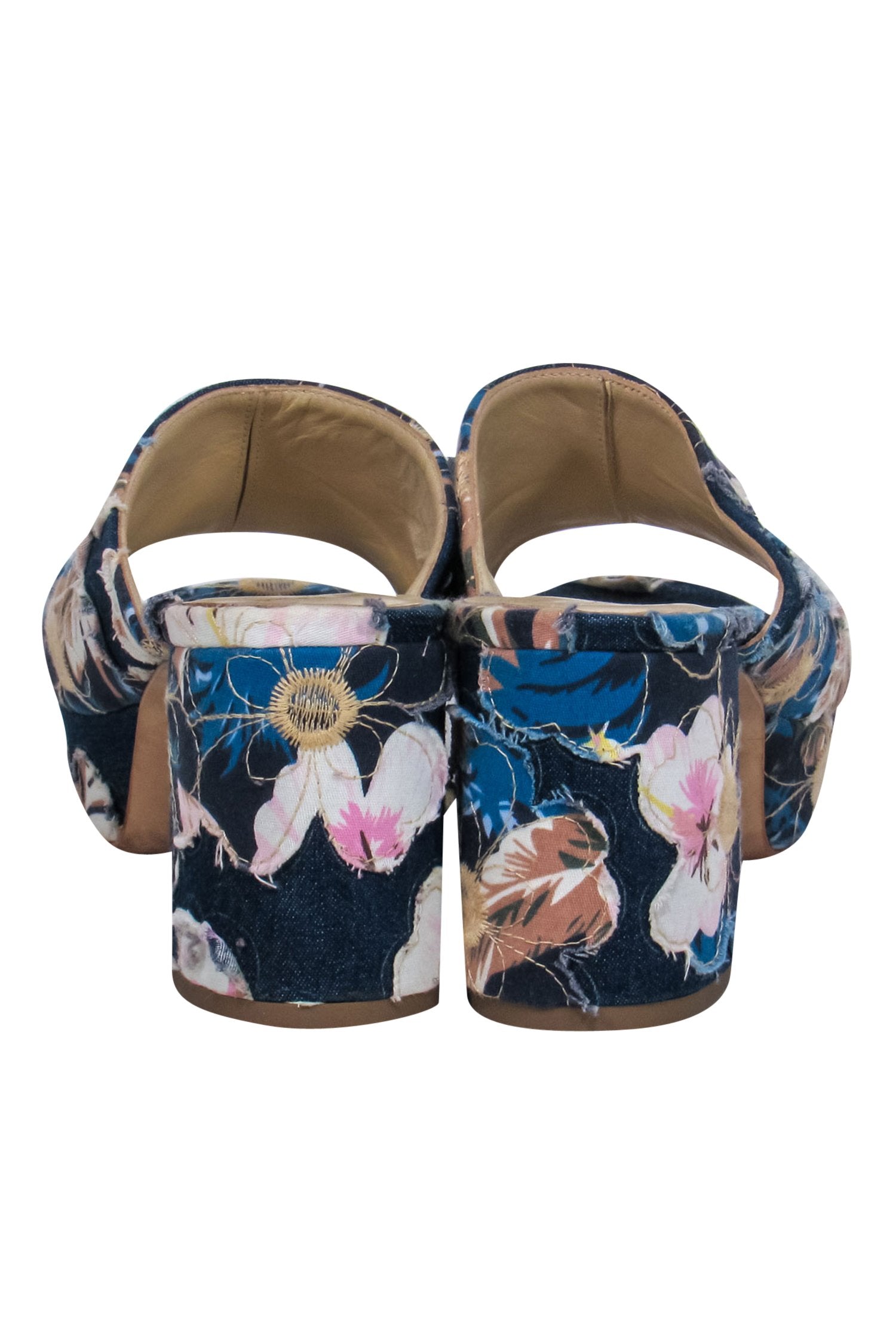 Butter Dark Wash Denim Floral Mule Pumps - Size 8