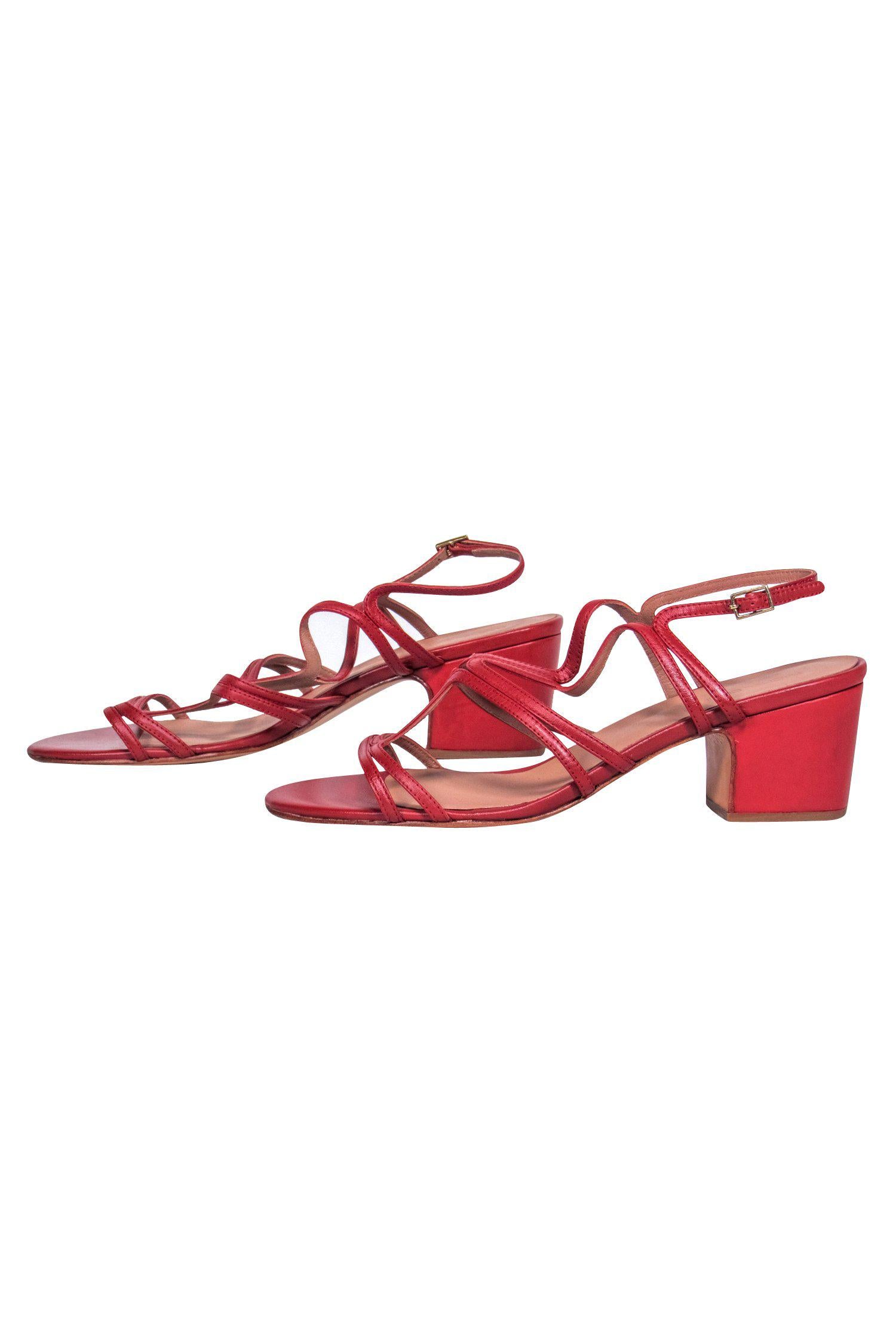 Rachel Comey's Stunning Red Strappy Block Heel Pumps - Size 11