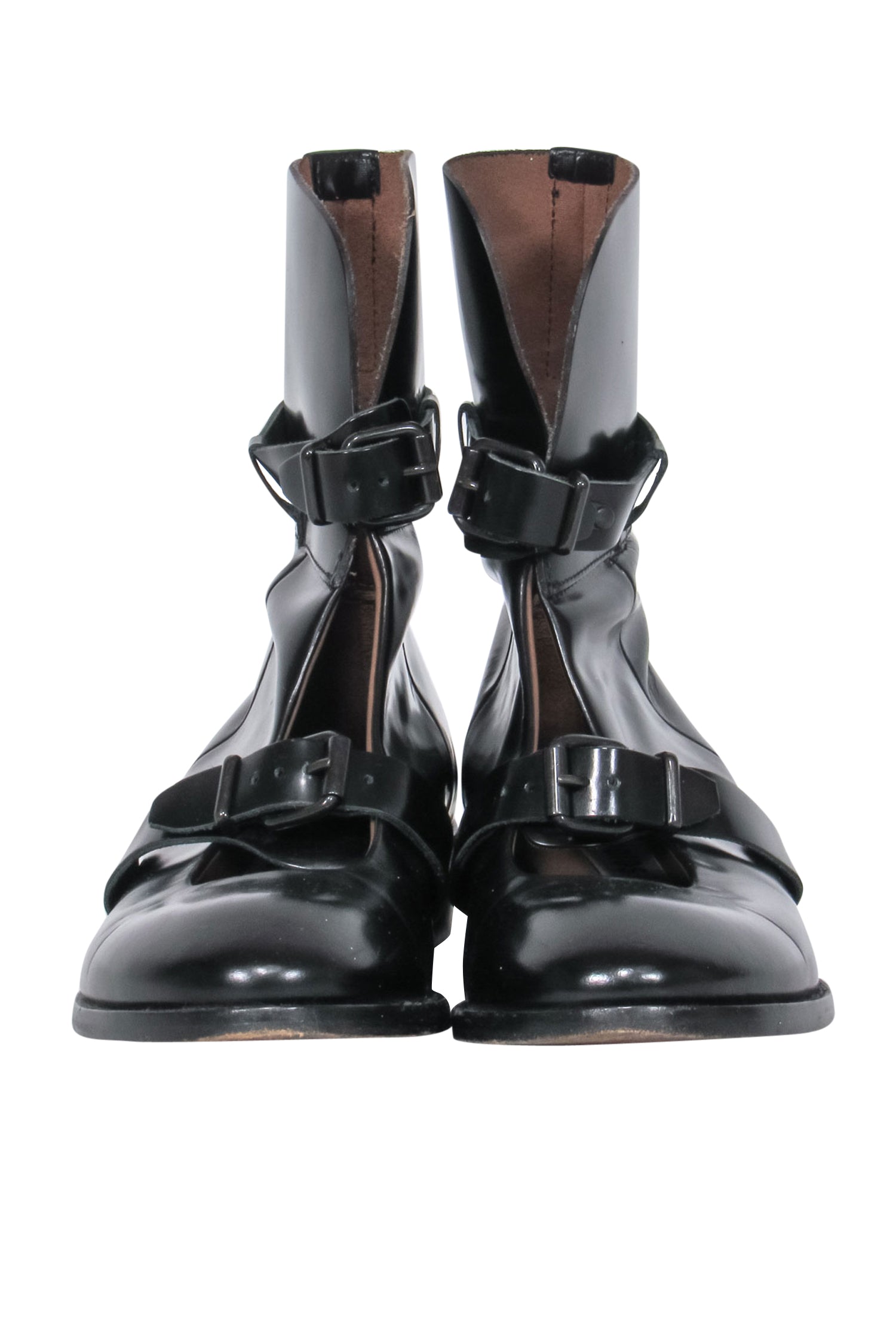 Acne Studios - Stunning Black Leather Buckled Cutout Petra Booties in Size 8