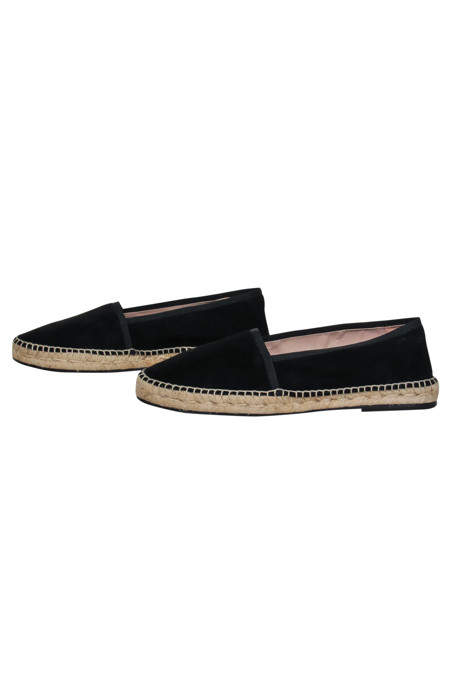 Stuart Weitzman's Luxurious Black Suede Almond Toe Espadrille Flats - Size 10.5