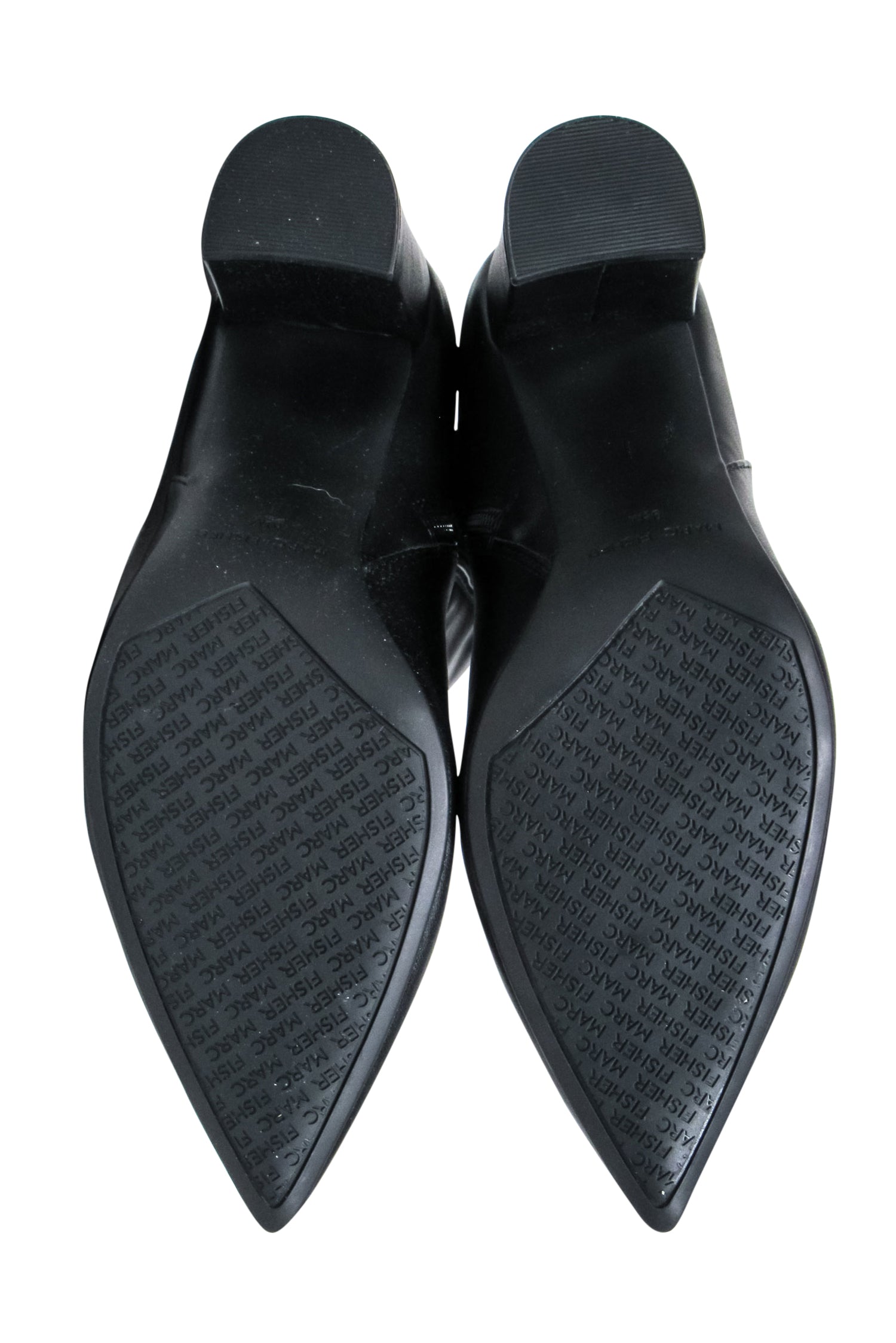 Marc Fisher Black Faux Leather Pointed-Toe Tall Heel Boots - Size 9.5