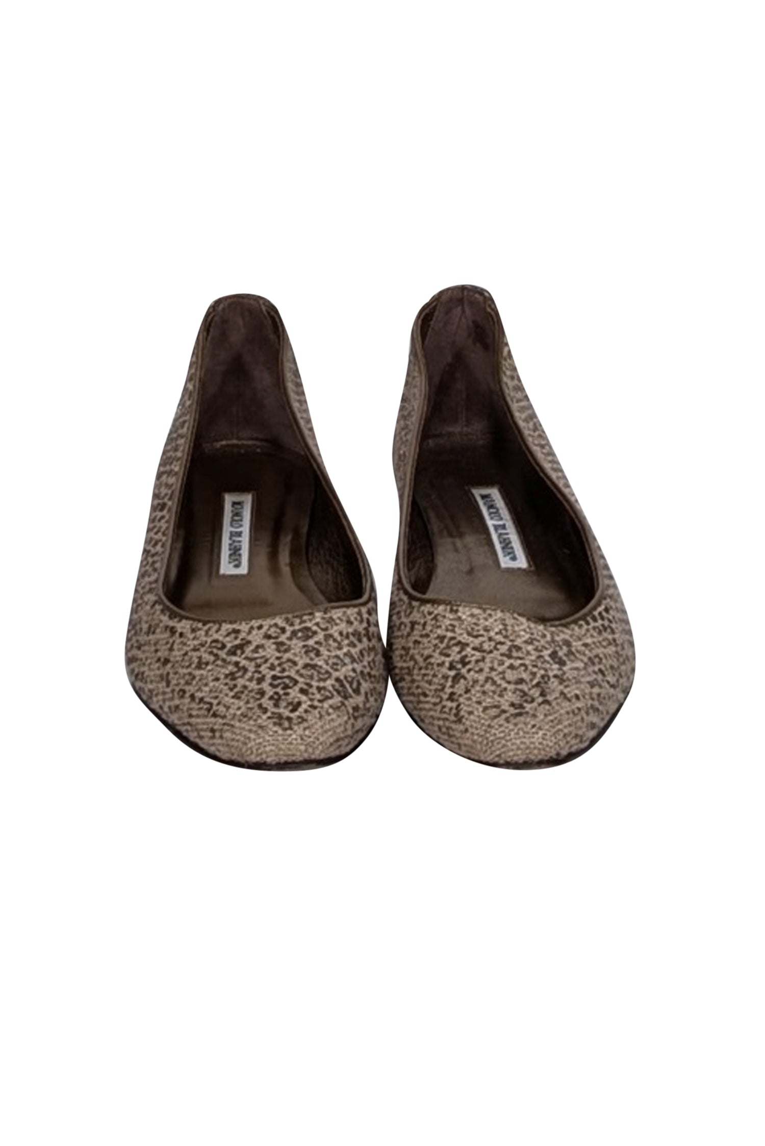 Manolo Blahnik - Exquisite Beige & Bronze Animal Print Flats, Size 8.5