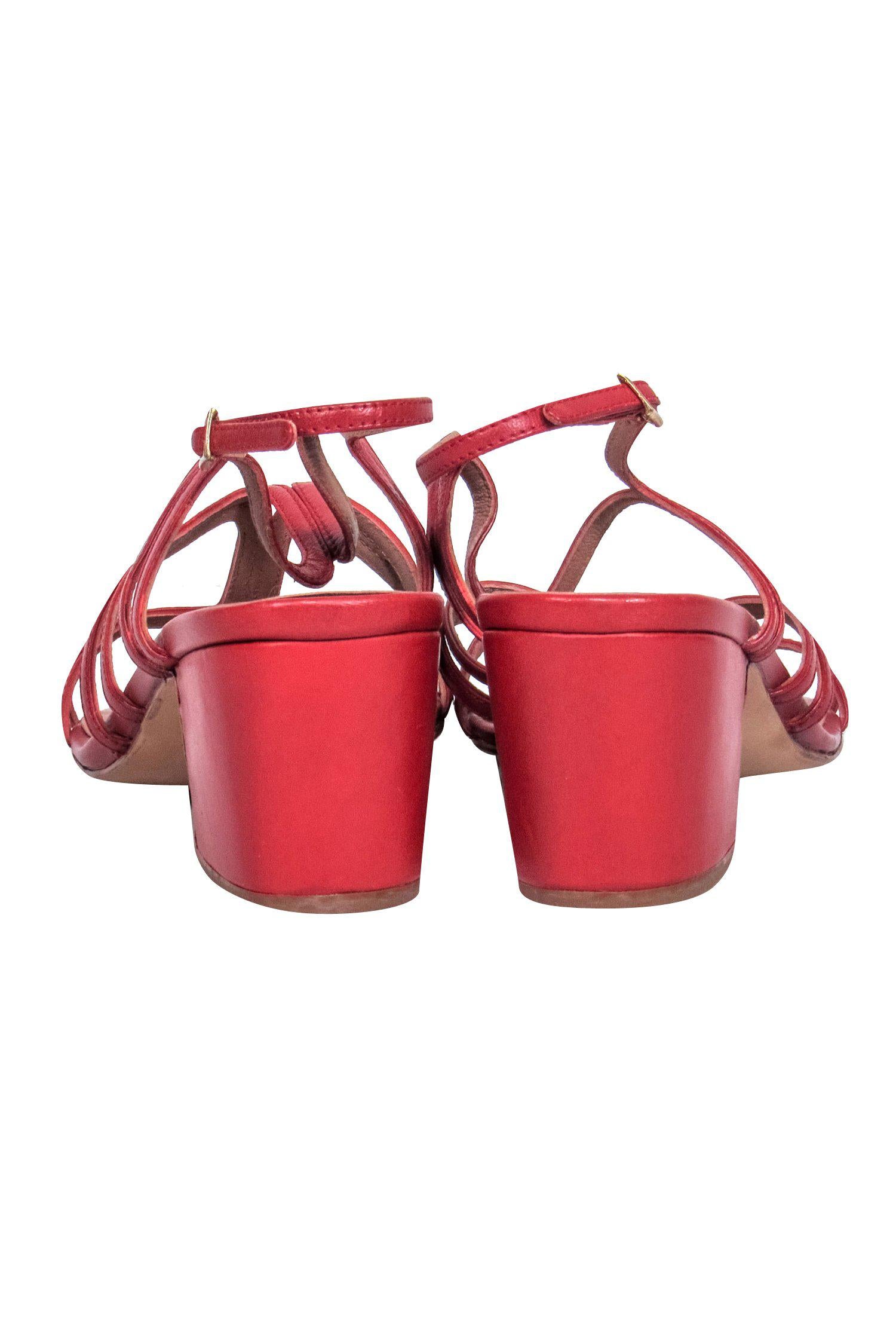 Rachel Comey's Stunning Red Strappy Block Heel Pumps - Size 11