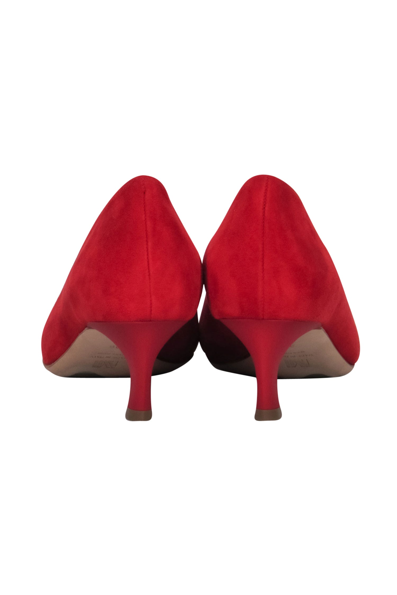 M.M.LaFleur's Stunning Red Suede Pointed Toe Kitten Heels - Size 6