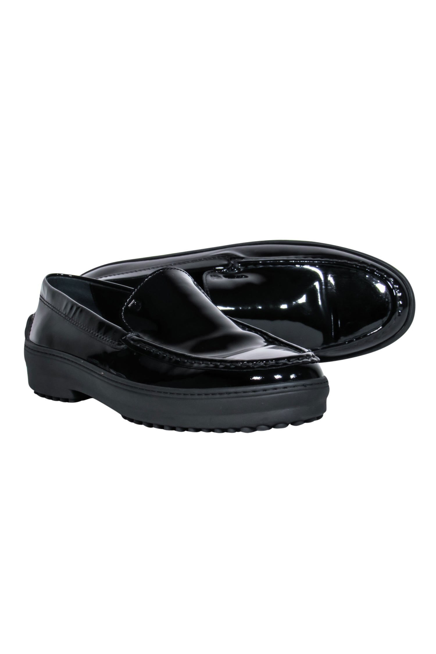 Tod's Stylish Black Patent Leather Loafers - Size 8