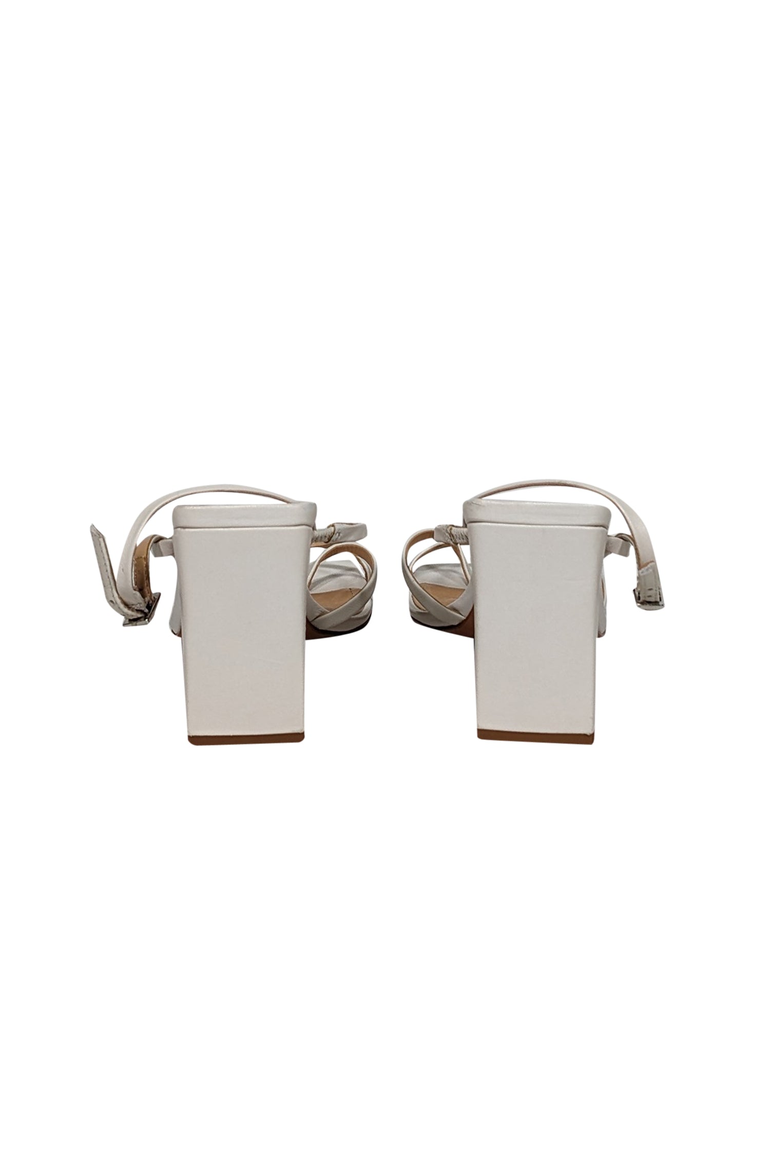 Schutz Ivory Leather Square Toe Strappy Sandals - Size 6.5, A Must - Have for Fashionistas!