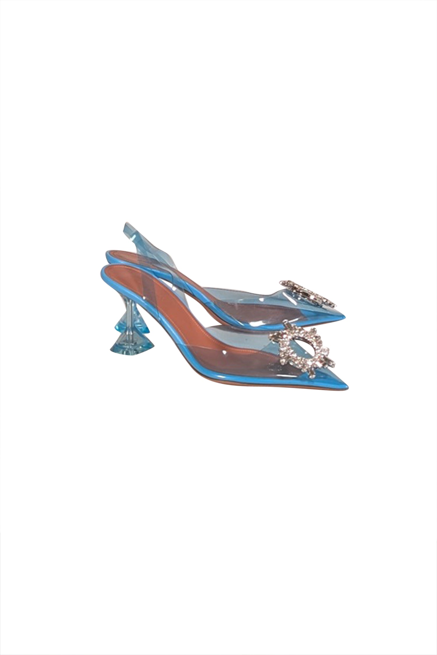 Amina Muaddi Sky Blue Transparent Begum 95mm Pumps - Size 9.5, Your Glamour Key!