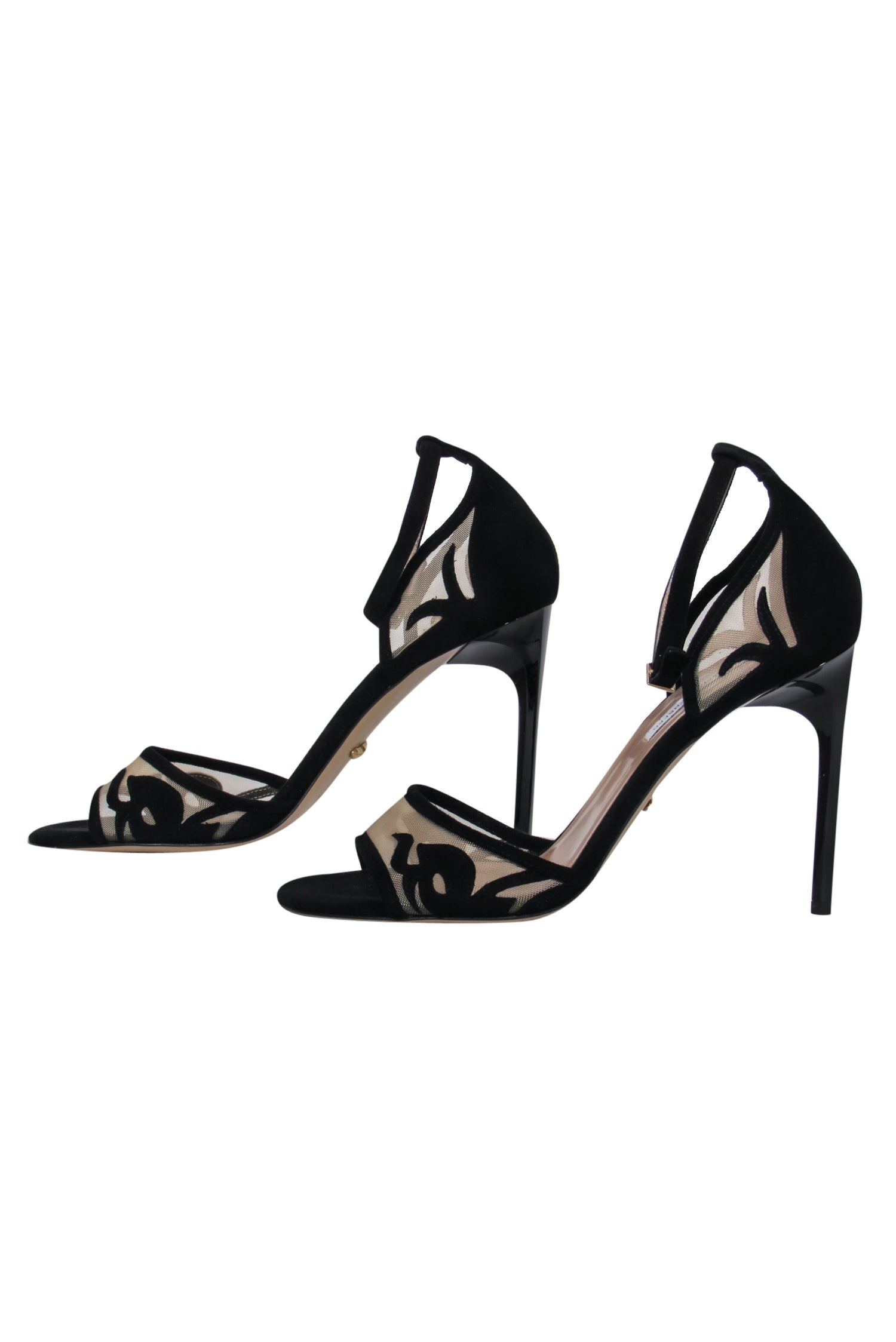 Diane von Furstenberg - Glamorous Black Suede & Mesh Anklestrap Stilettos in Size 10