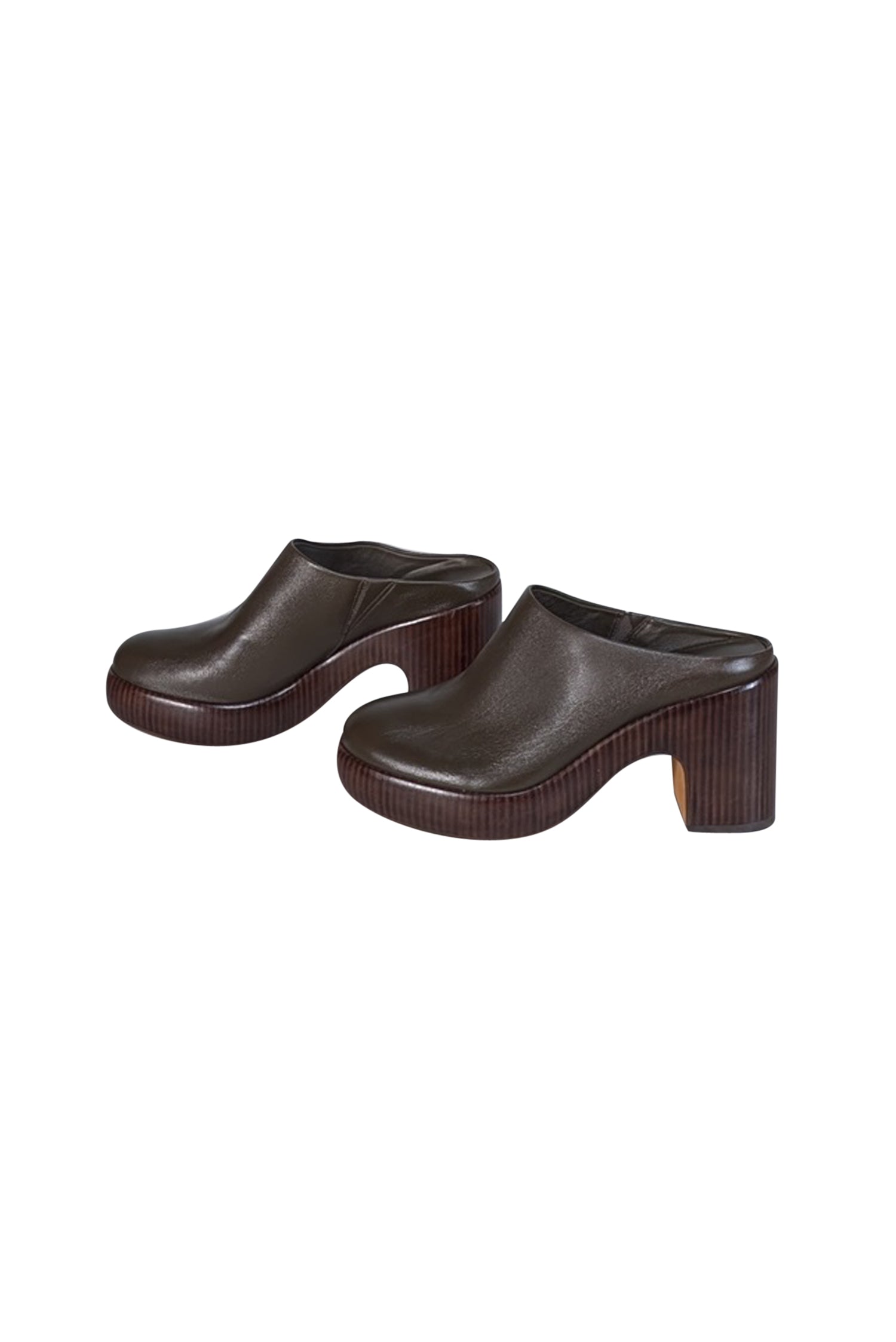 Vince Dark Brown Leather Luxury Mule Clogs - Size 8