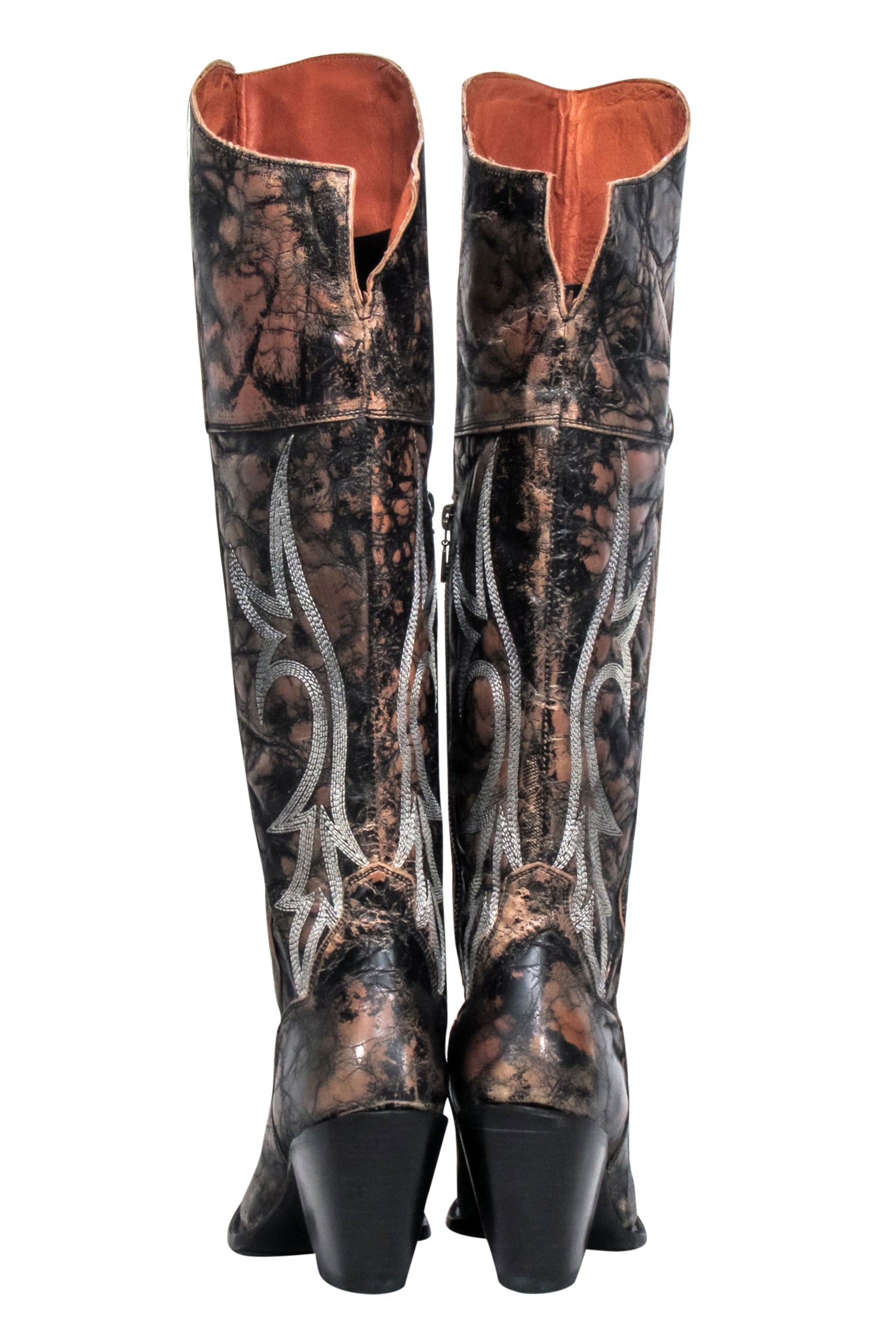 Dan Post Brown & Black Crackle Jilted Tall Boots - Size 9: Rodeo-Ready Style!