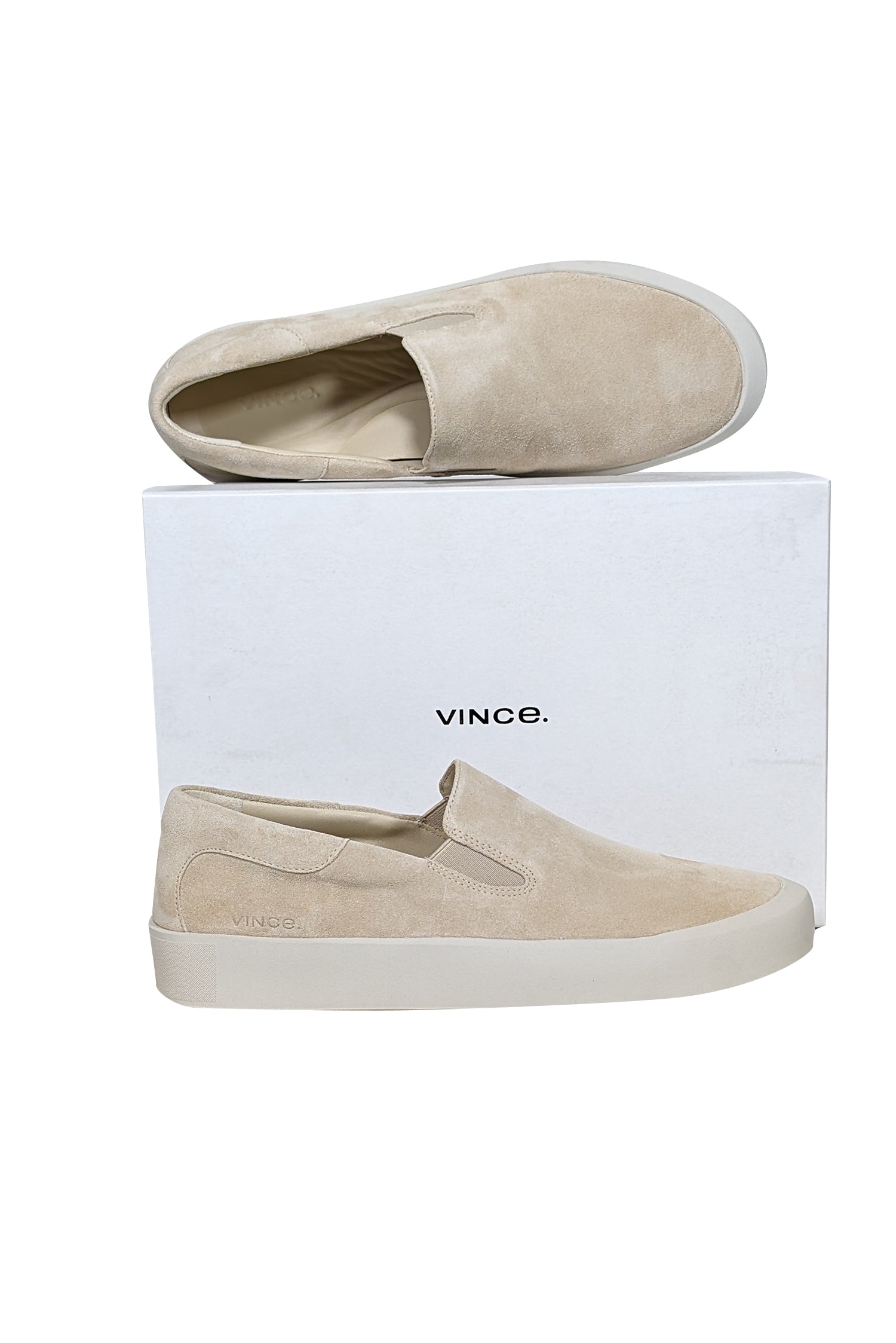 Vince Beige Suede Slip-On Sneakers - Size 9