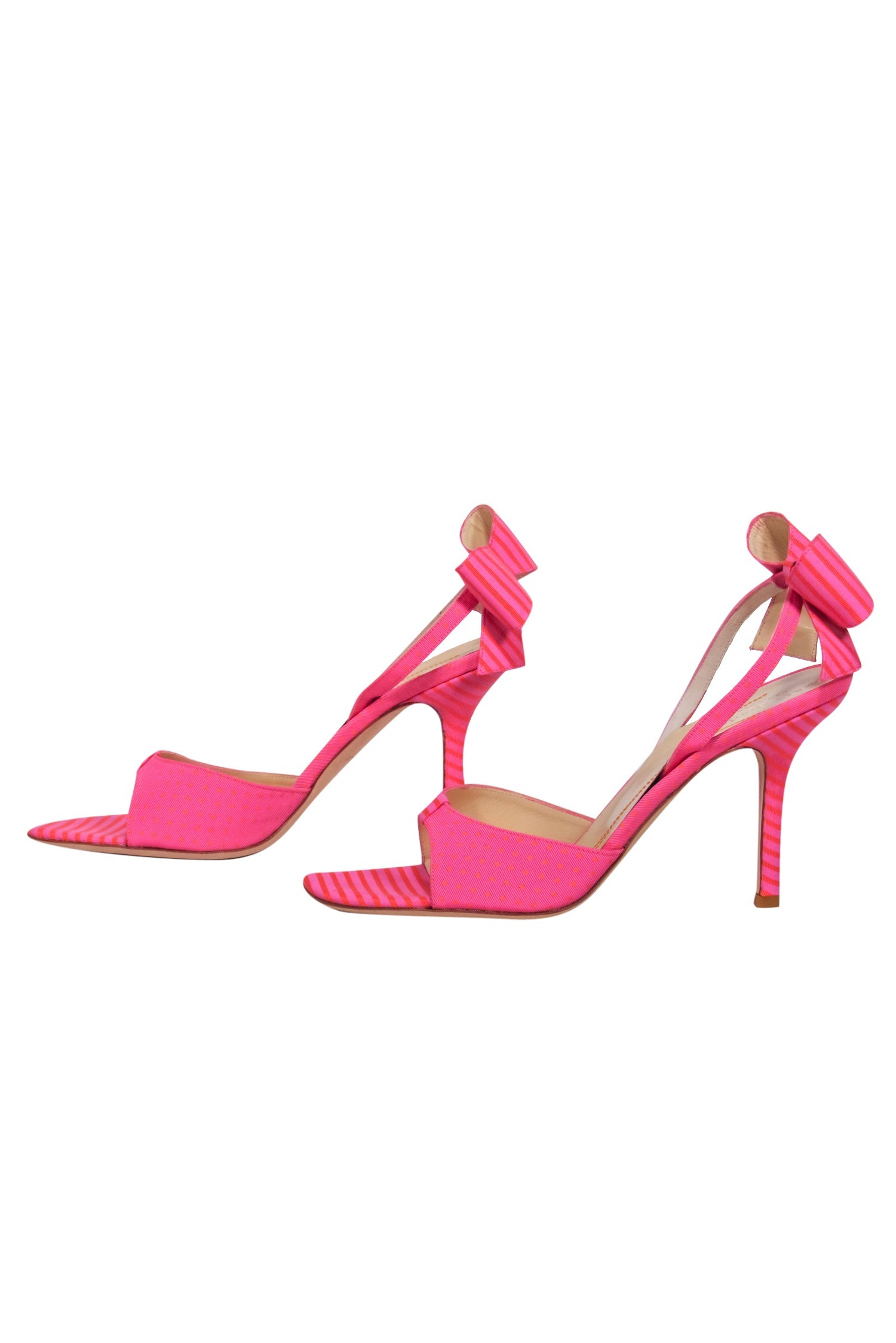 Kate Spade Pink & Orange Striped and Polka Dot Bow Slingback Pumps - Size 9