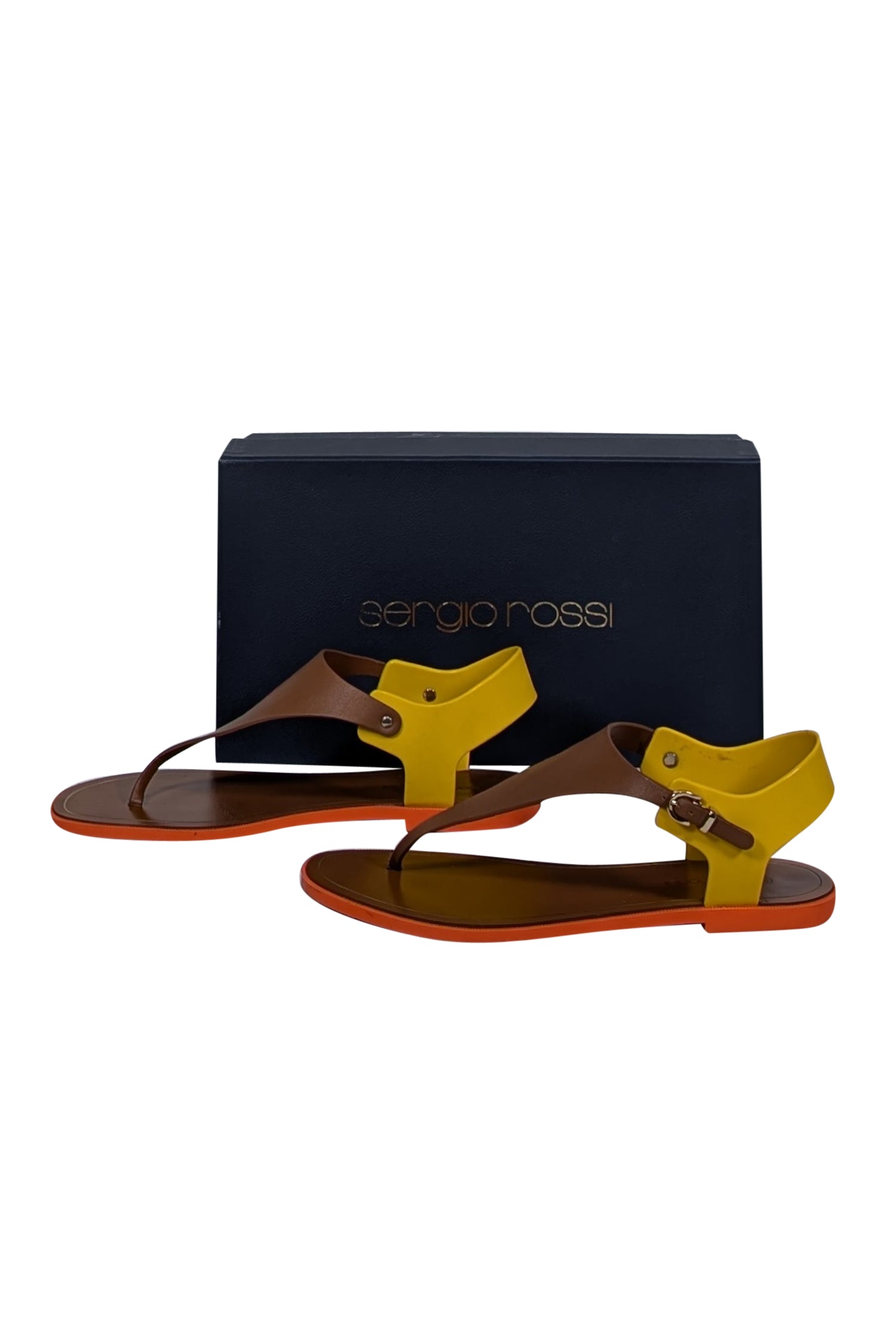 Sergio Rossi - Stunning Tan, Yellow & Orange Strappy Sandals in Size 8