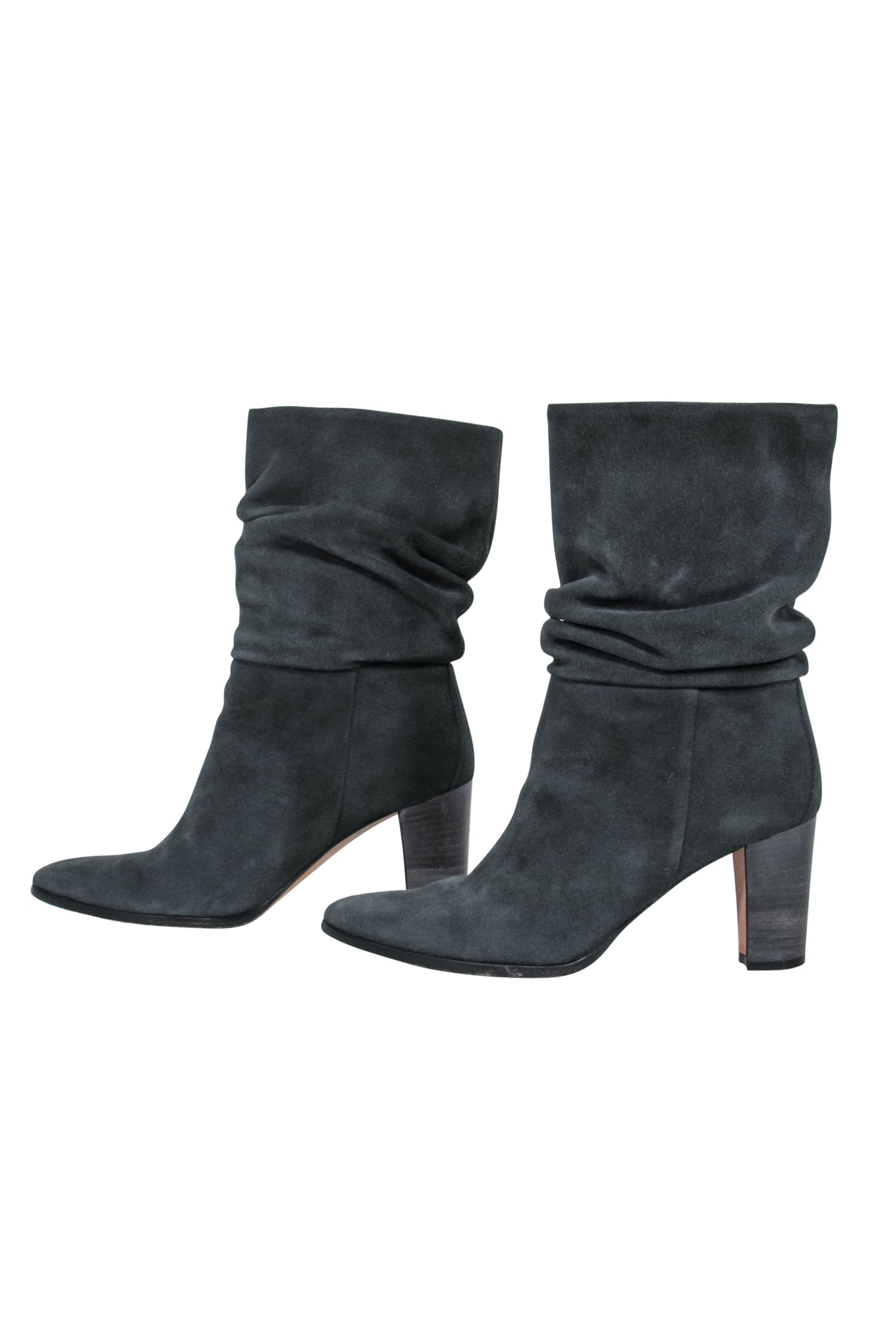 Manolo Blahnik Slate Grey Suede Slouchy Boots - Size 8 - A Fall Fashion Must-Have