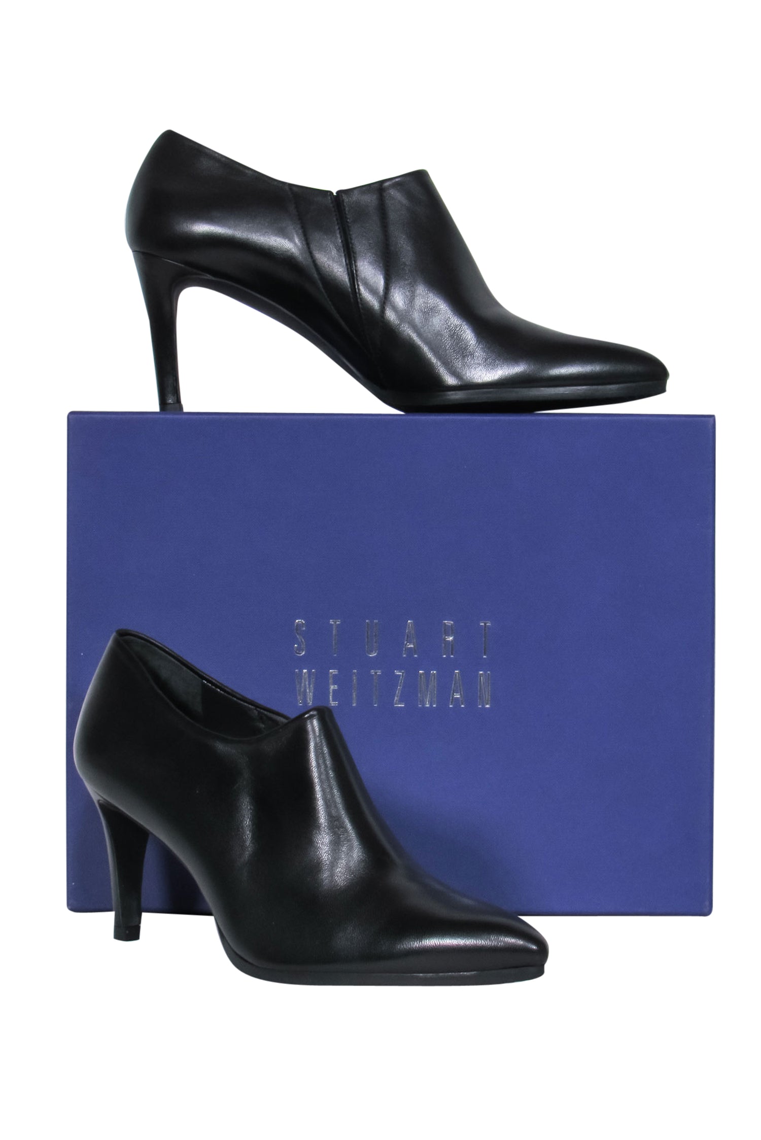 Stuart Weitzman Black Leather Pointed Toe Heeled Nappa Booties - Size 10: Fall Fashion Must-Haves
