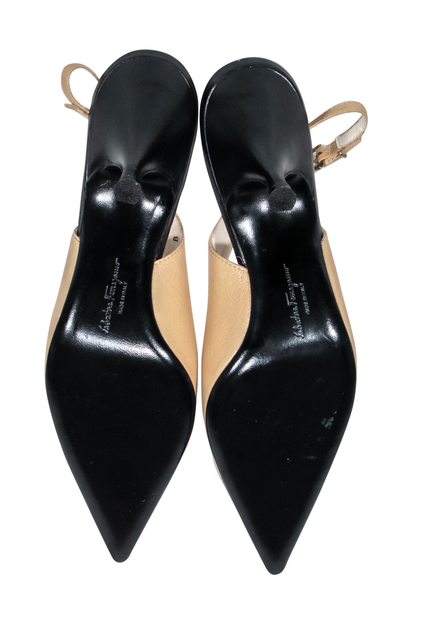 Ferragamo Cream & Black Cap Toe Slingback Pumps - Size 6.5: Elevate Your Style!