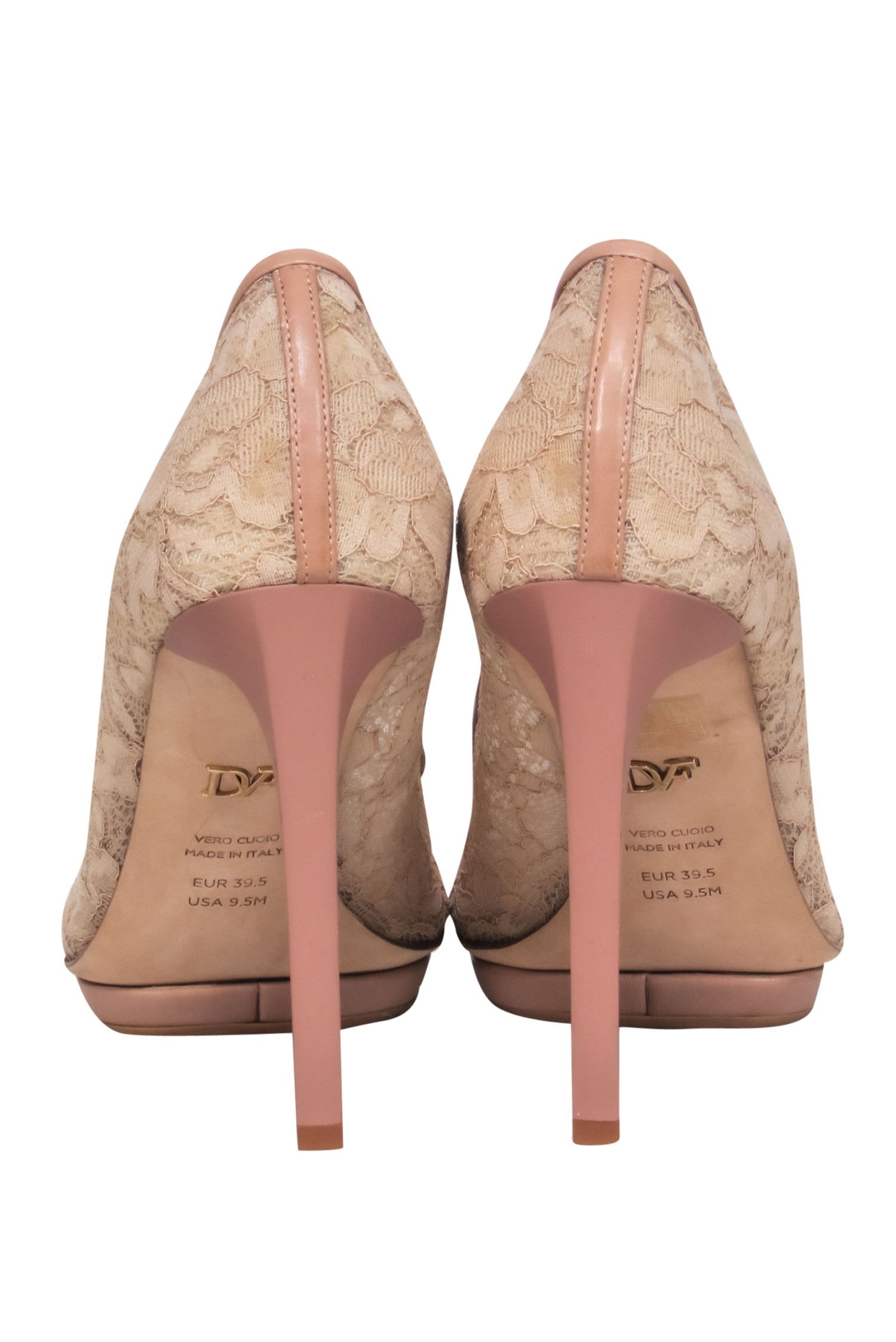 Diane von Furstenberg Nude Lace Platform Stiletto Pumps - Size 9.5 - A Must - Have for Fashion Lovers