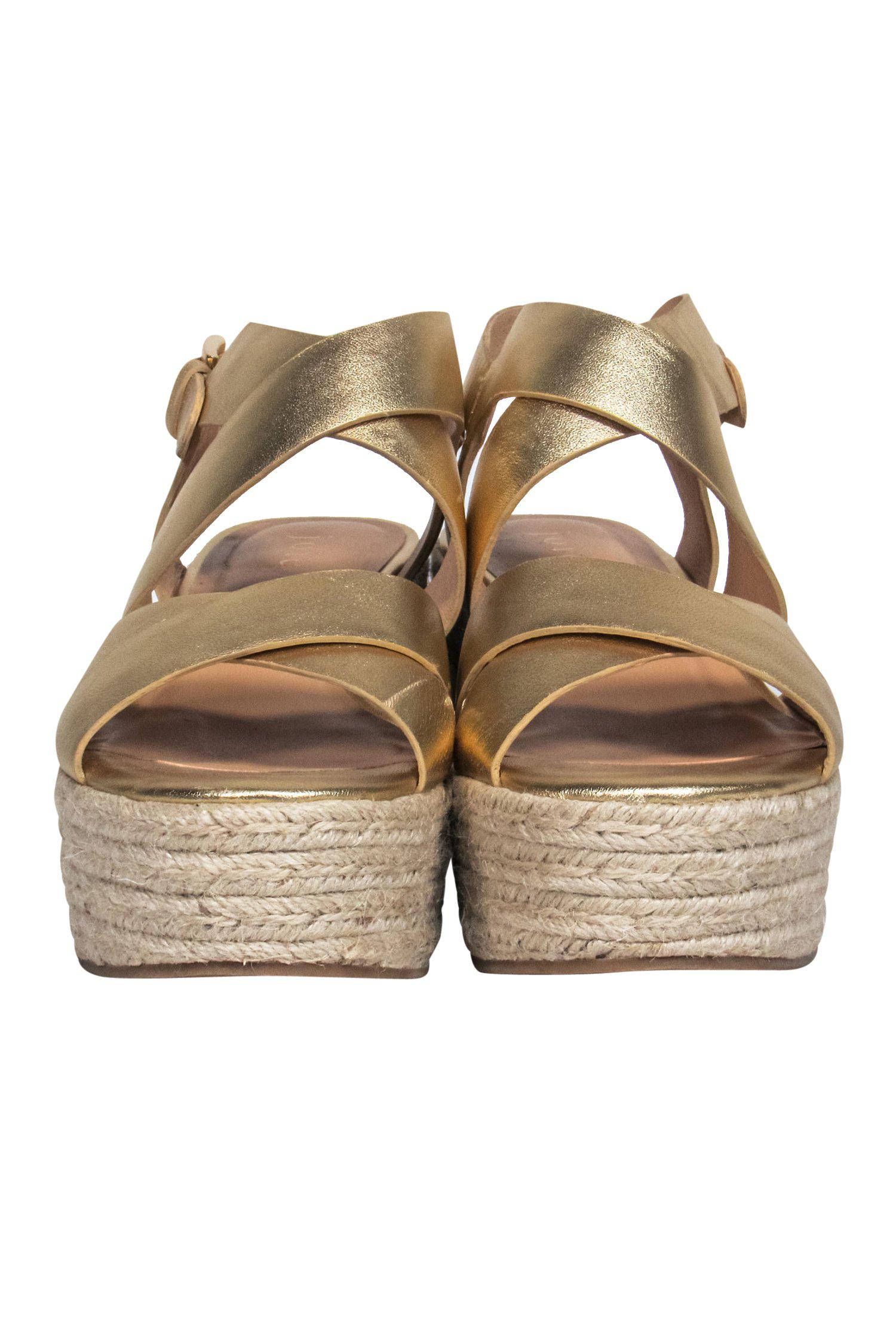 Joie Gold Strappy Woven Platform Wedges - Size 9, Summer Must-Haves