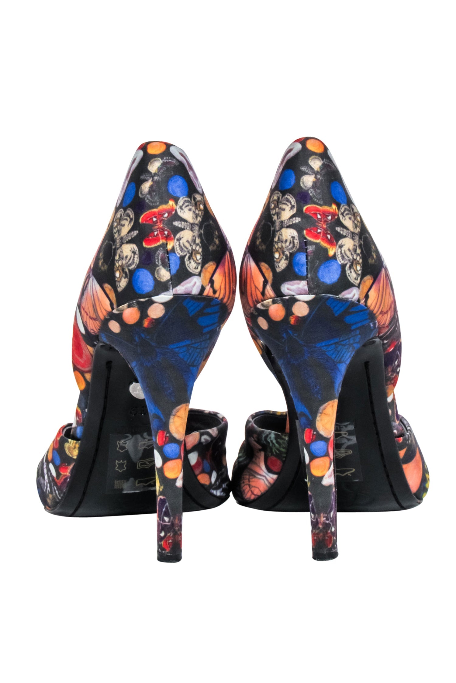 Alice & Olivia Blue and Multi - Color Butterfly Print Open - Toe Pumps - Size 9 - Add a Whimsical Touch!