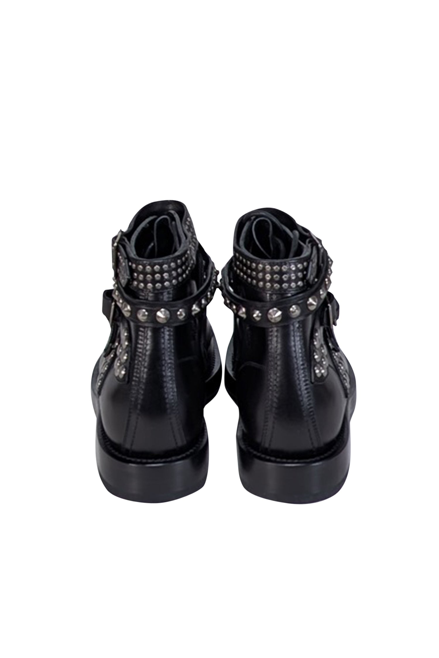 Yves Saint Laurent - Edgy Black Leather Studded Ranger Ankle Boots, Size 7
