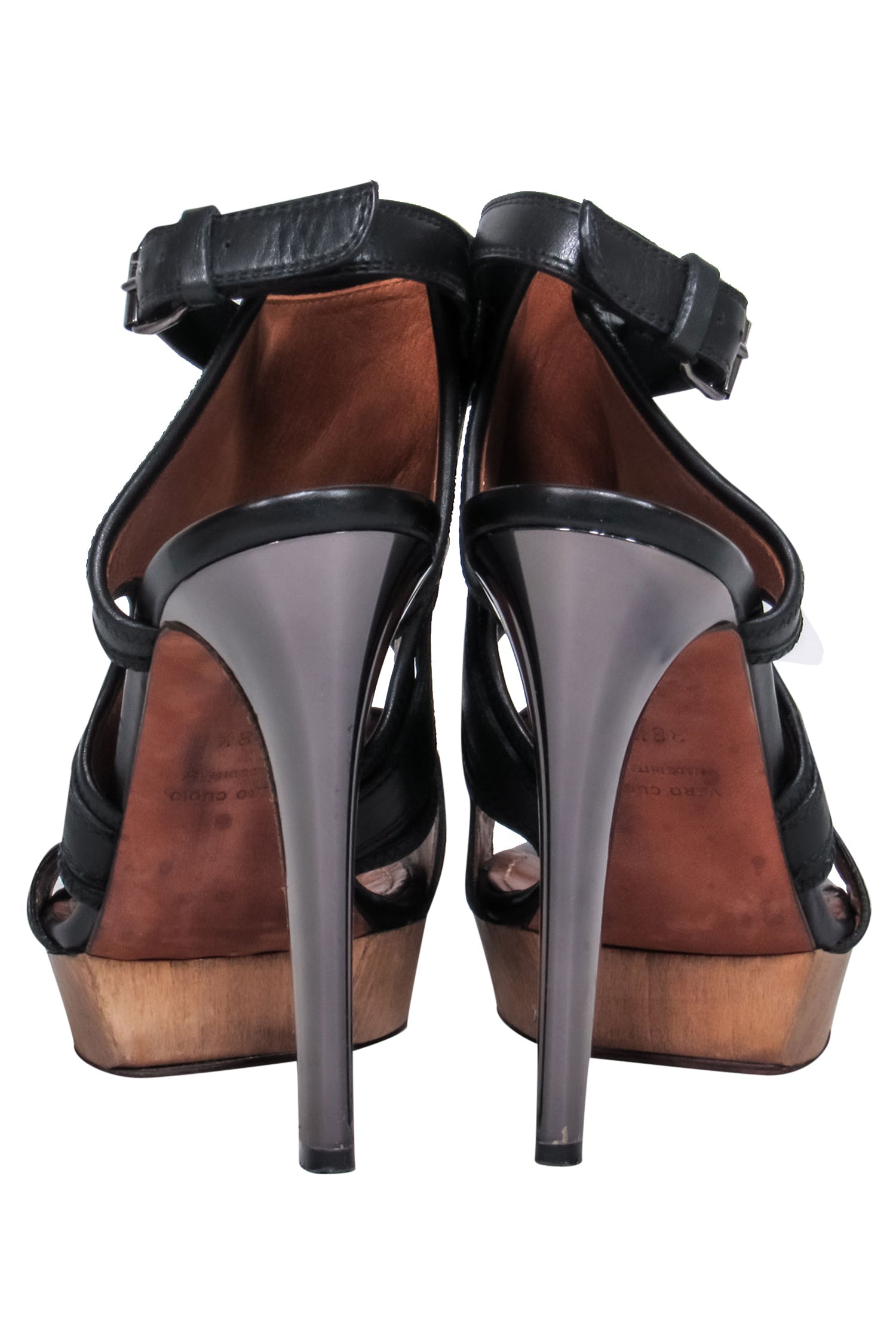 Lanvin Black Leather Strappy Platform Pumps - Size 7.5: Club-Ready Glam!