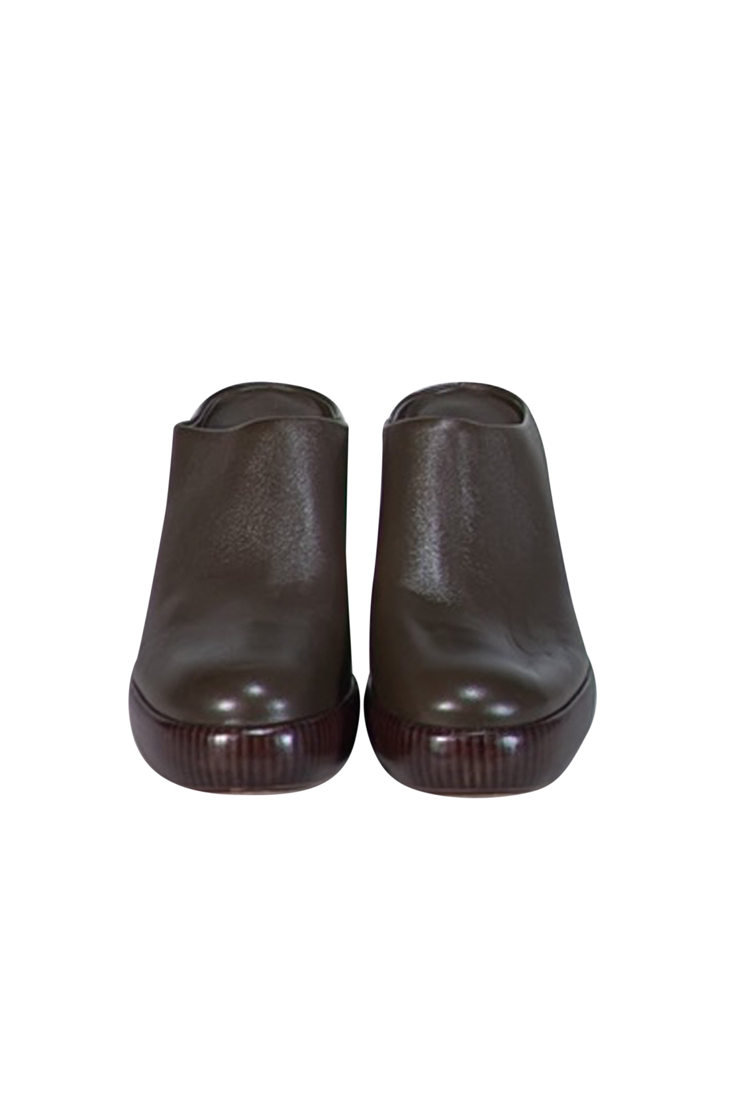 Vince Dark Brown Leather Luxury Mule Clogs - Size 8