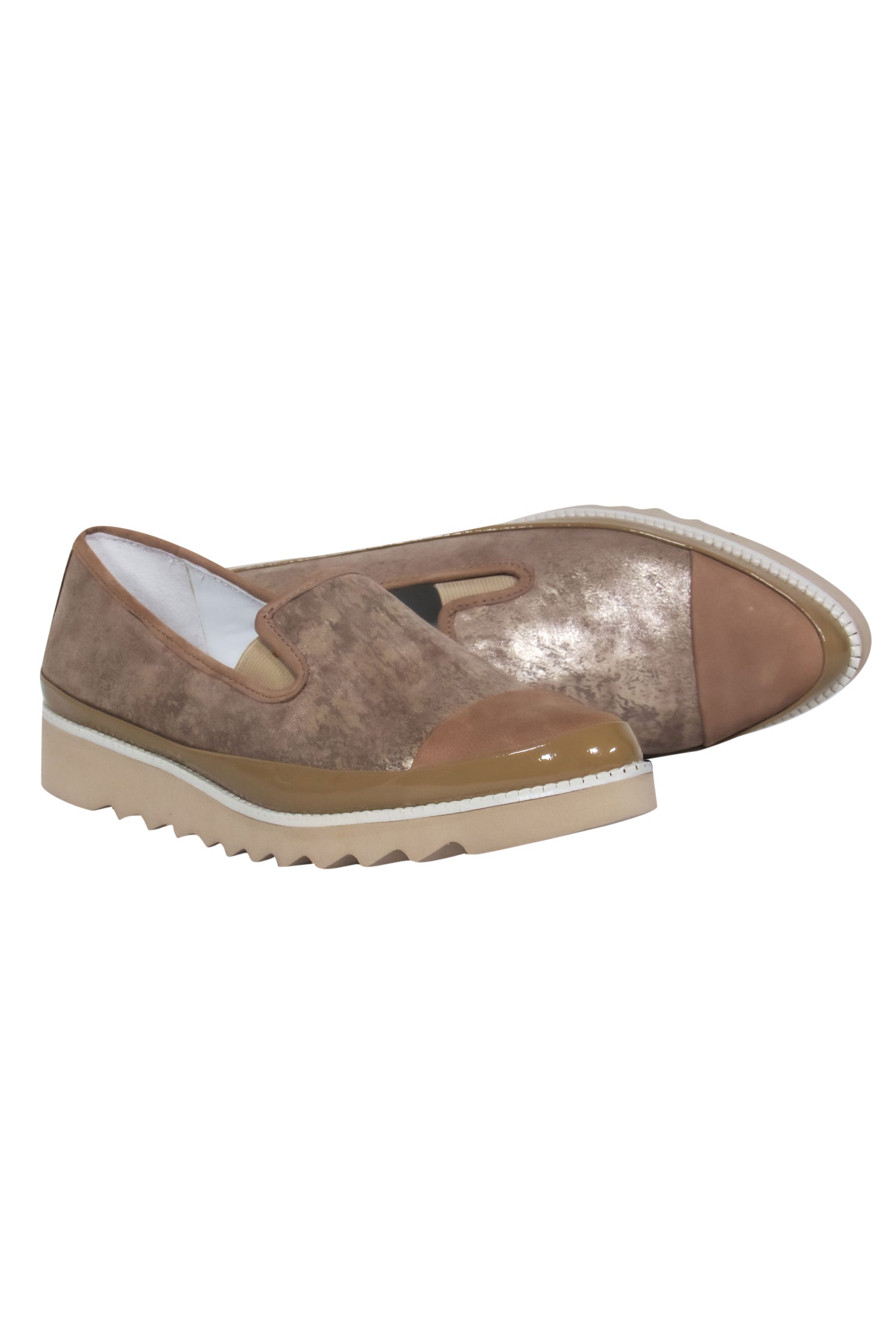 Donald J Pliner Tan Metallic Leather Pointed Toe Platform Loafers - Size 8.5 - Make a Statement!