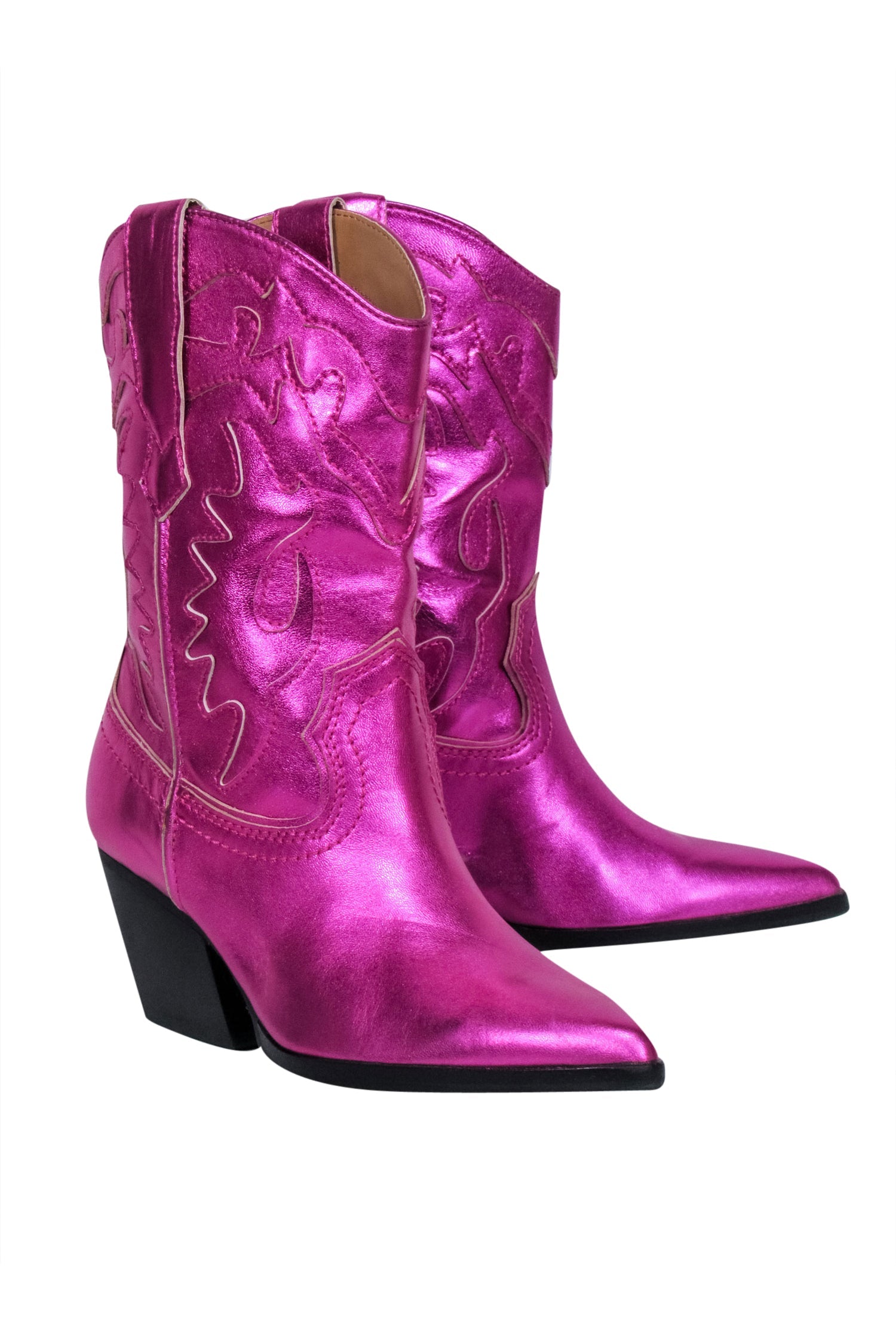 Dolce Vita Metallic Pink Western Short Boots - Size 7.5 - Sparkle at the Rodeo!