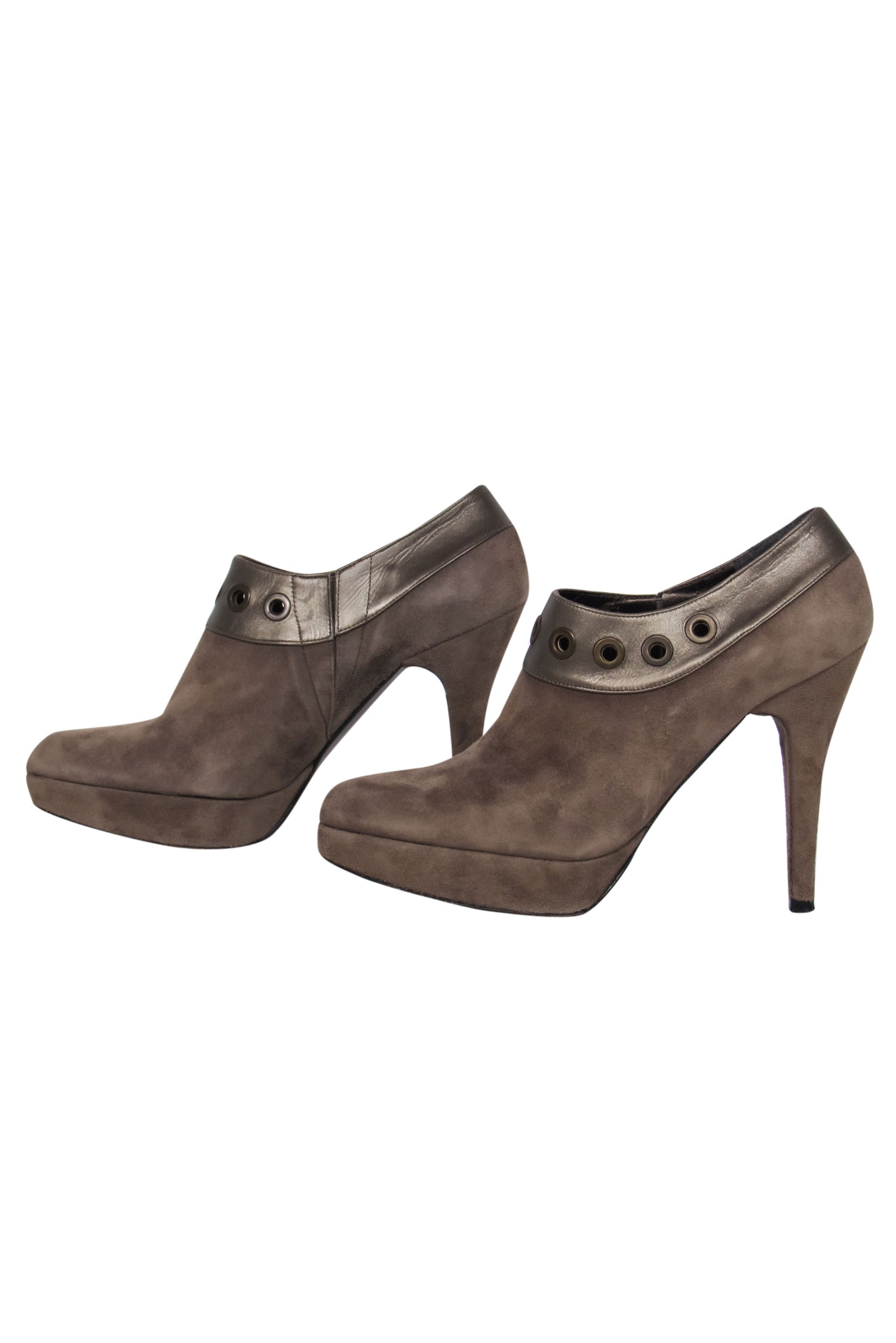 Stuart Weitzman Taupe Suede Heeled Platform Booties: Unleash Your Inner Rebel, Size 5.5