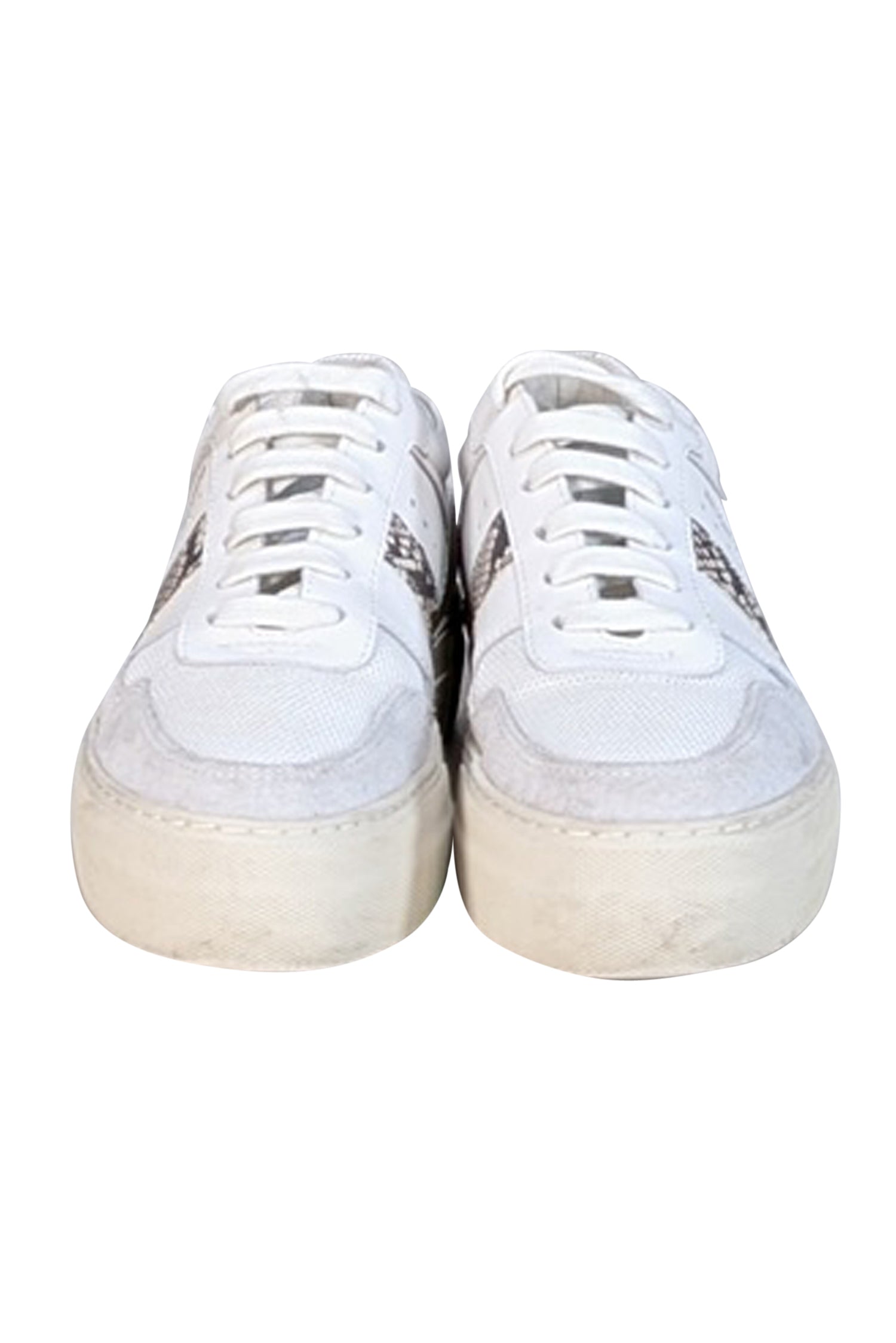 Axel Arigato - White Leather & Suede Sneakers with Snakeskin Trim (Size 7.5)