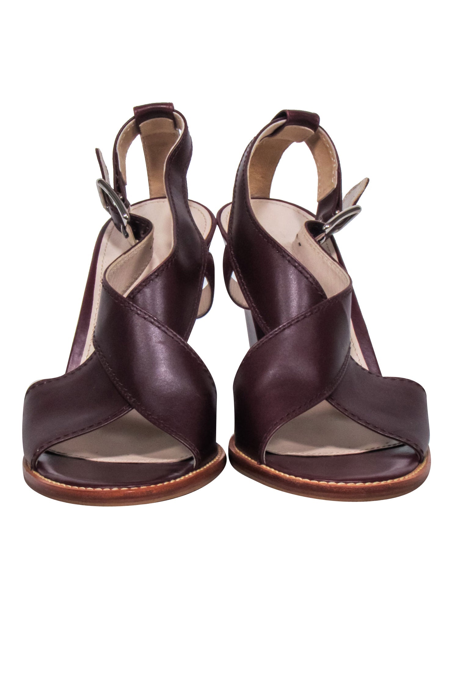 Jil Sander Maroon Strappy Block Heel Sandals - Size 8