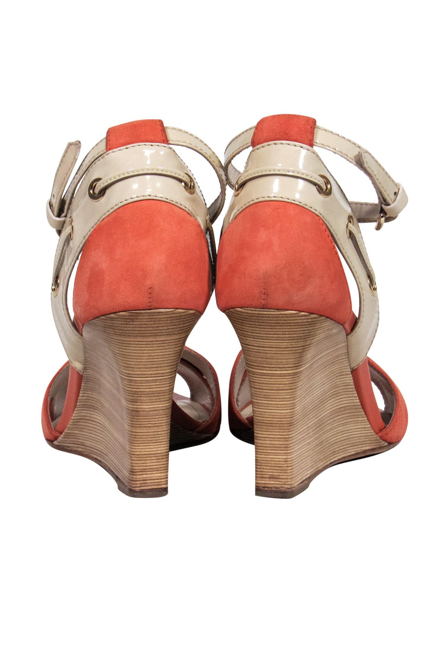 Tod's Orange Suede Wedges: Stunning Size 8.5 Style!