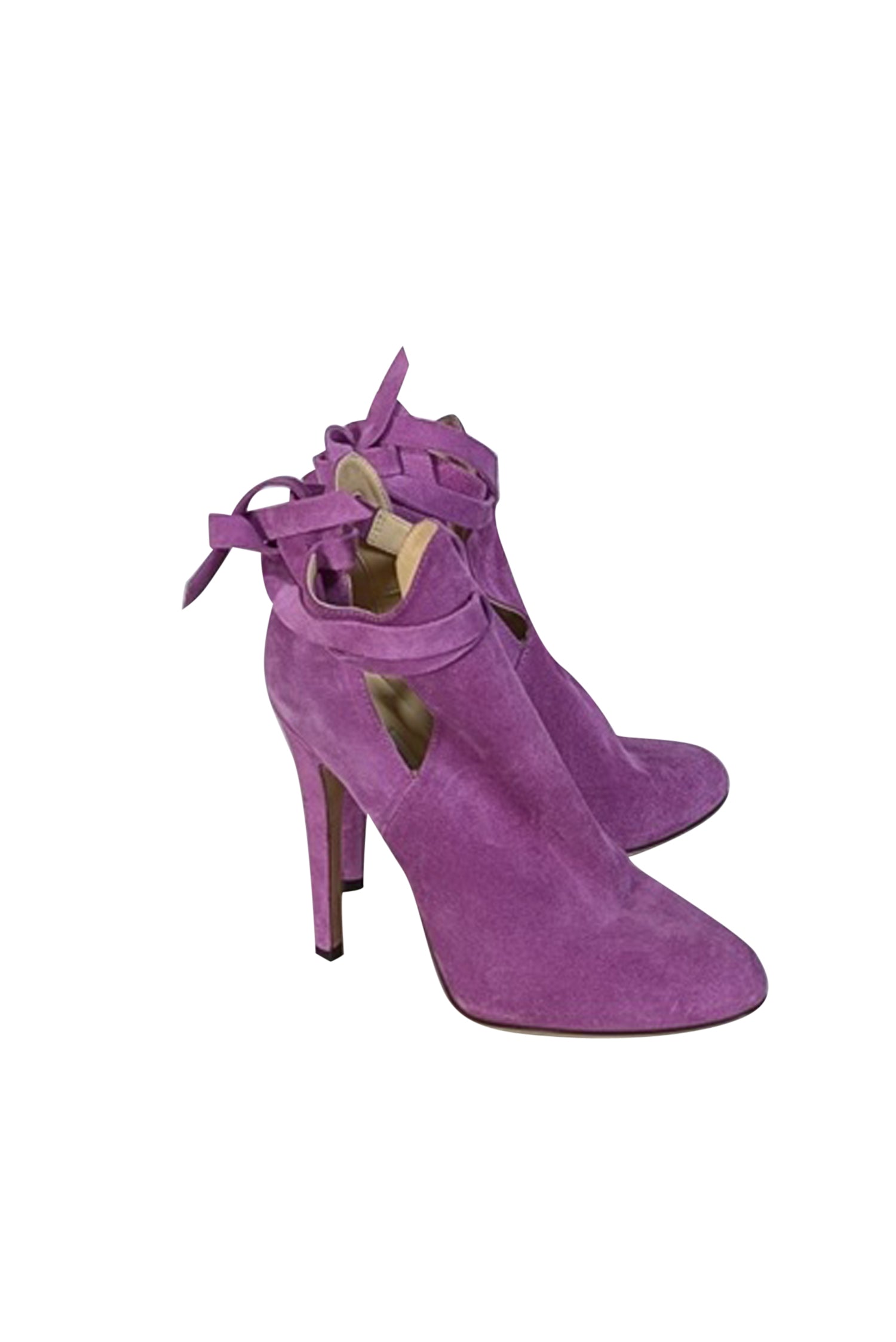 Jimmy Choo Purple Suede Wrap-Around Ankle Heels - Size 6: A Fashion Statement!