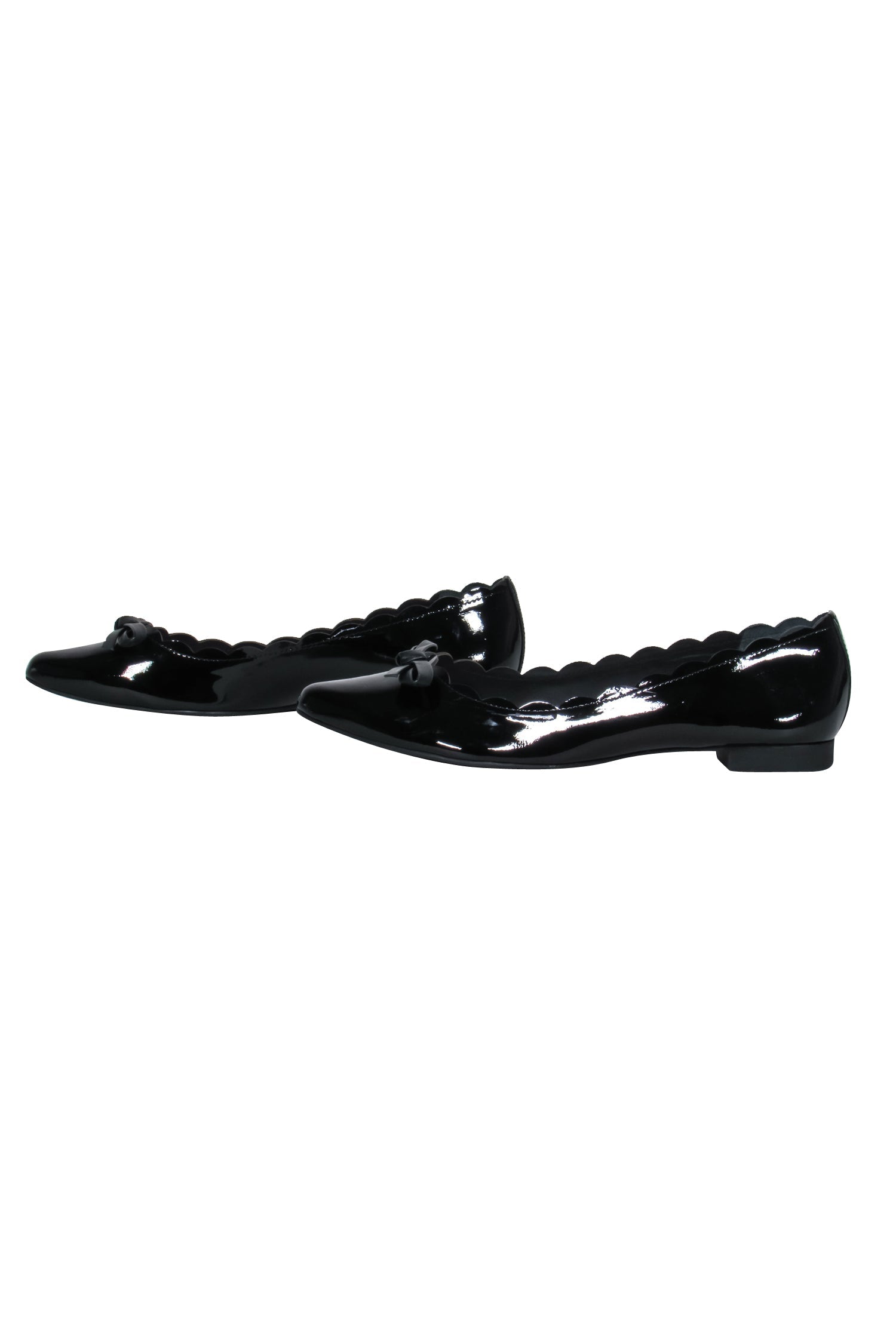 Kate Spade Black Scalloped Patent Leather Bow Flats - Size 8