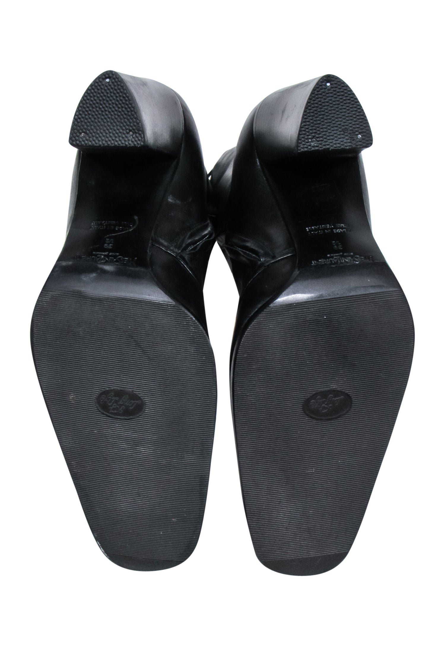 Yves Saint Laurent Stylish Black Leather Lace - Up Tall Boots in Size 9.5