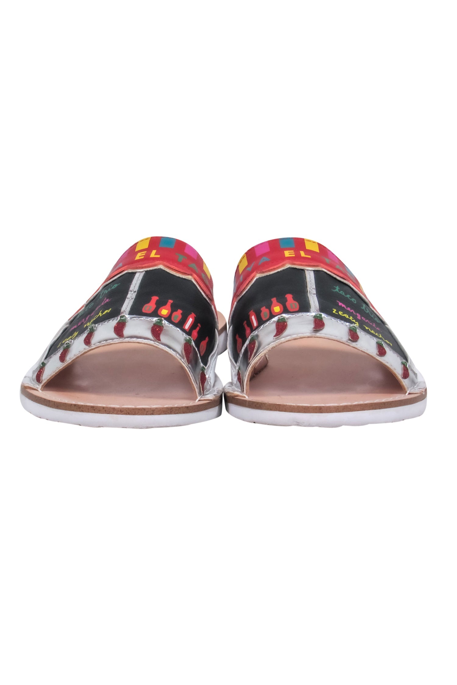 Kate Spade Chili Red Viva El Taco Leather Slide Sandals - Size 8, Summer 2017 Frida Kahlo Tribute