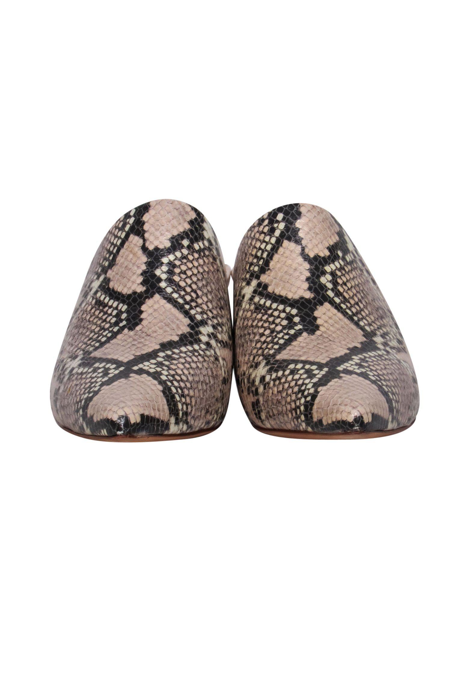 Kate Spade Ryan Beige Snakeskin Print Mule Kitten Heels - Size 8